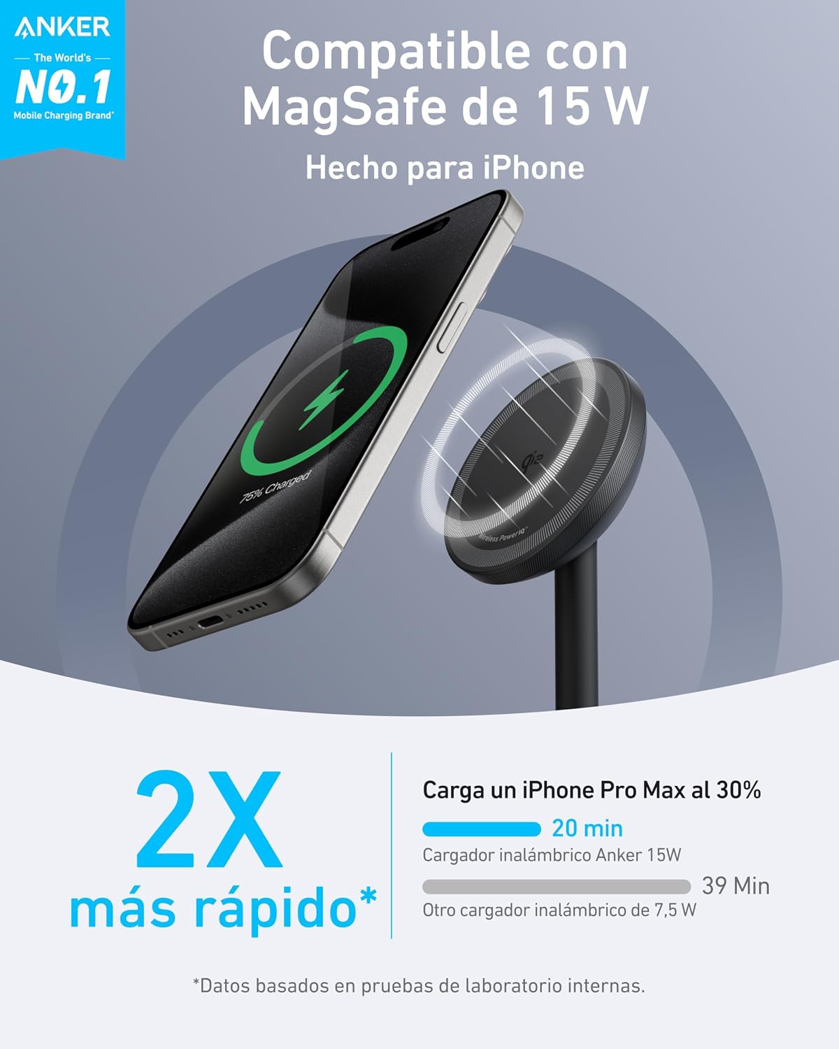 Detalle de Anker MagGo Estación de Carga Inalámbrica 15 W