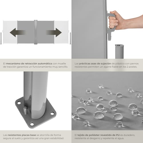Thumbnail 4 de tectake® Toldo Lateral Retráctil ☀️ 200x600 cm Gris