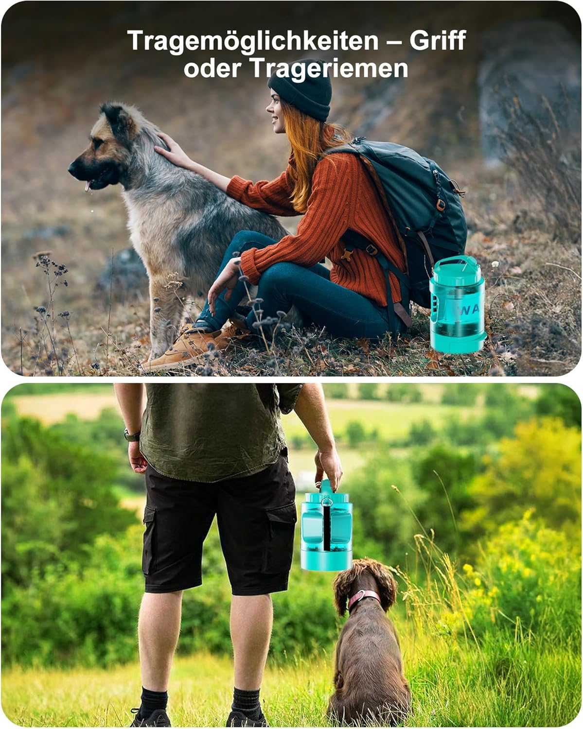 Thumbnail 5 de lesotc 2200 ml Trinkflasche für Hunde – tragbare XXL-Wasservorratsflasche für unterwegs (Mintgrün)