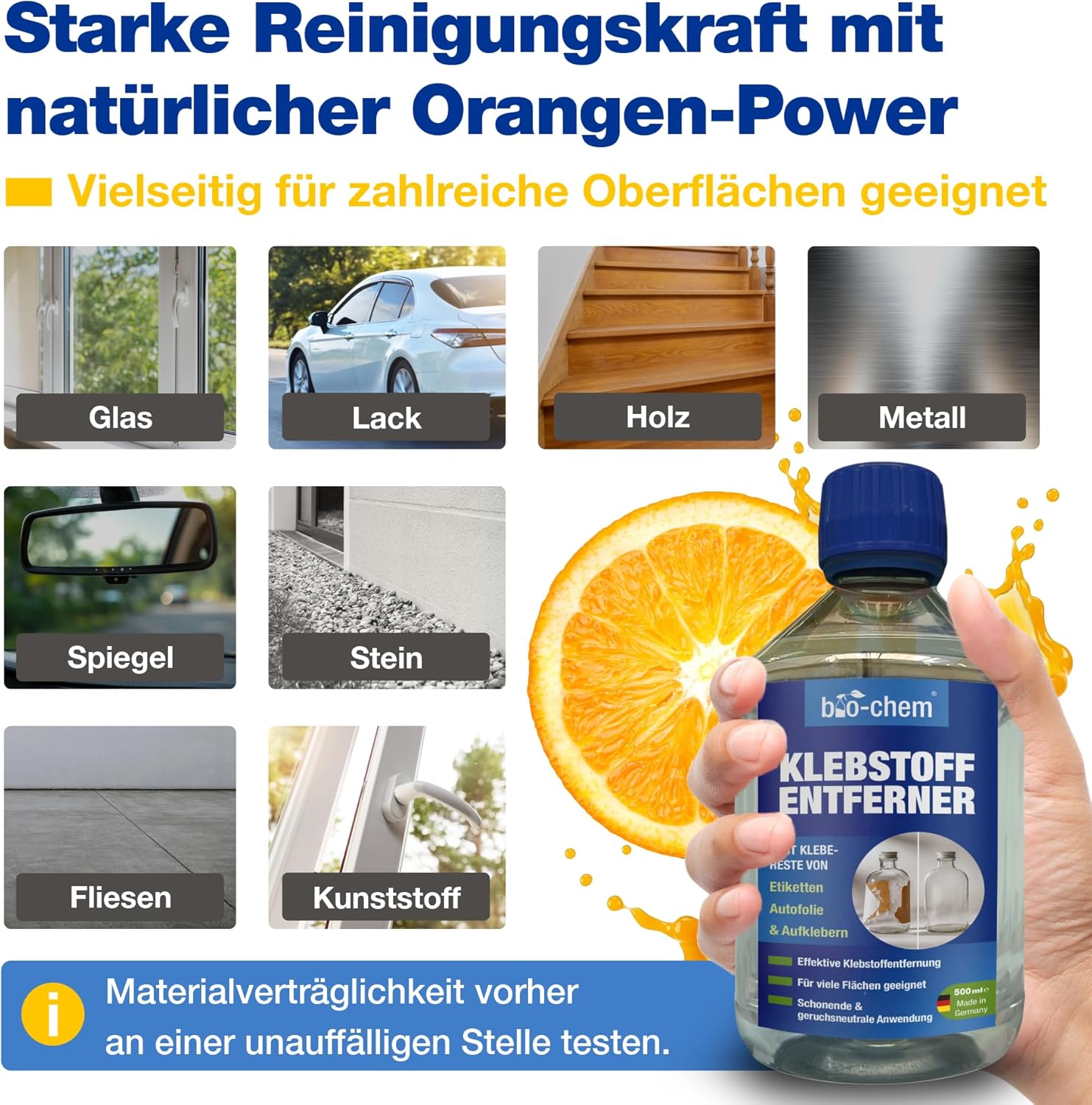 Detalle 2 de bio-chem Klebstoffentferner Etikettenlöser mit Orangenterpenen – 500 ml
