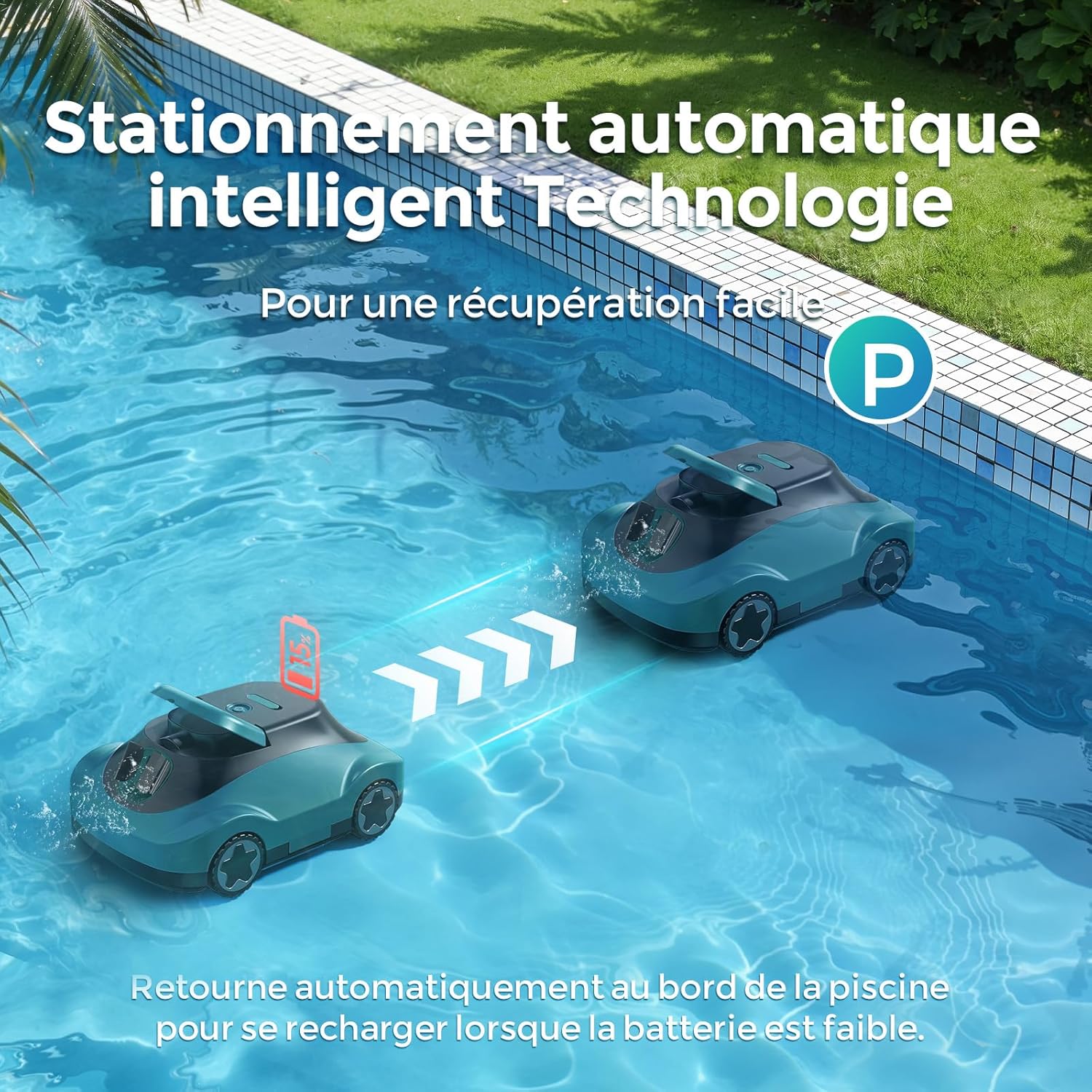 Thumbnail 5 de Robot Piscine Bocxi – Robot sans fil pour piscine jusqu’à 200 m² (fond), 180 min d’autonomie
