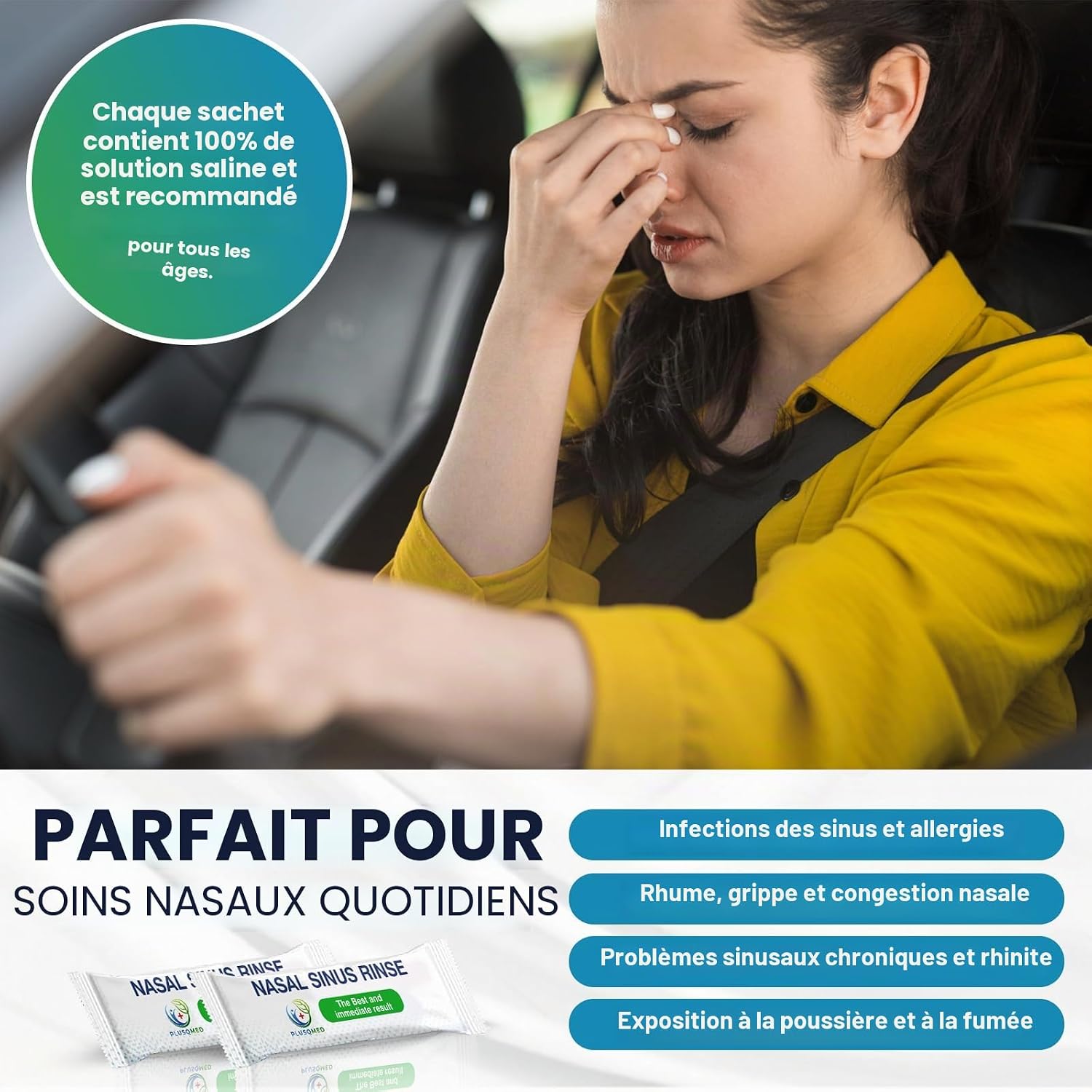 Detalle de Neti Salin: 110 sachets de rinçage des sinus, sel de rinçage nasal 2,7 g, compatible avec pot Neti 240 ml ou 300 ml