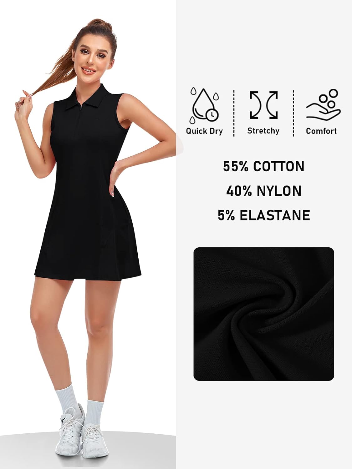Thumbnail 4 de MoFiz Robe Sans Manches Femme Été – Polo Zip Sport Respirant