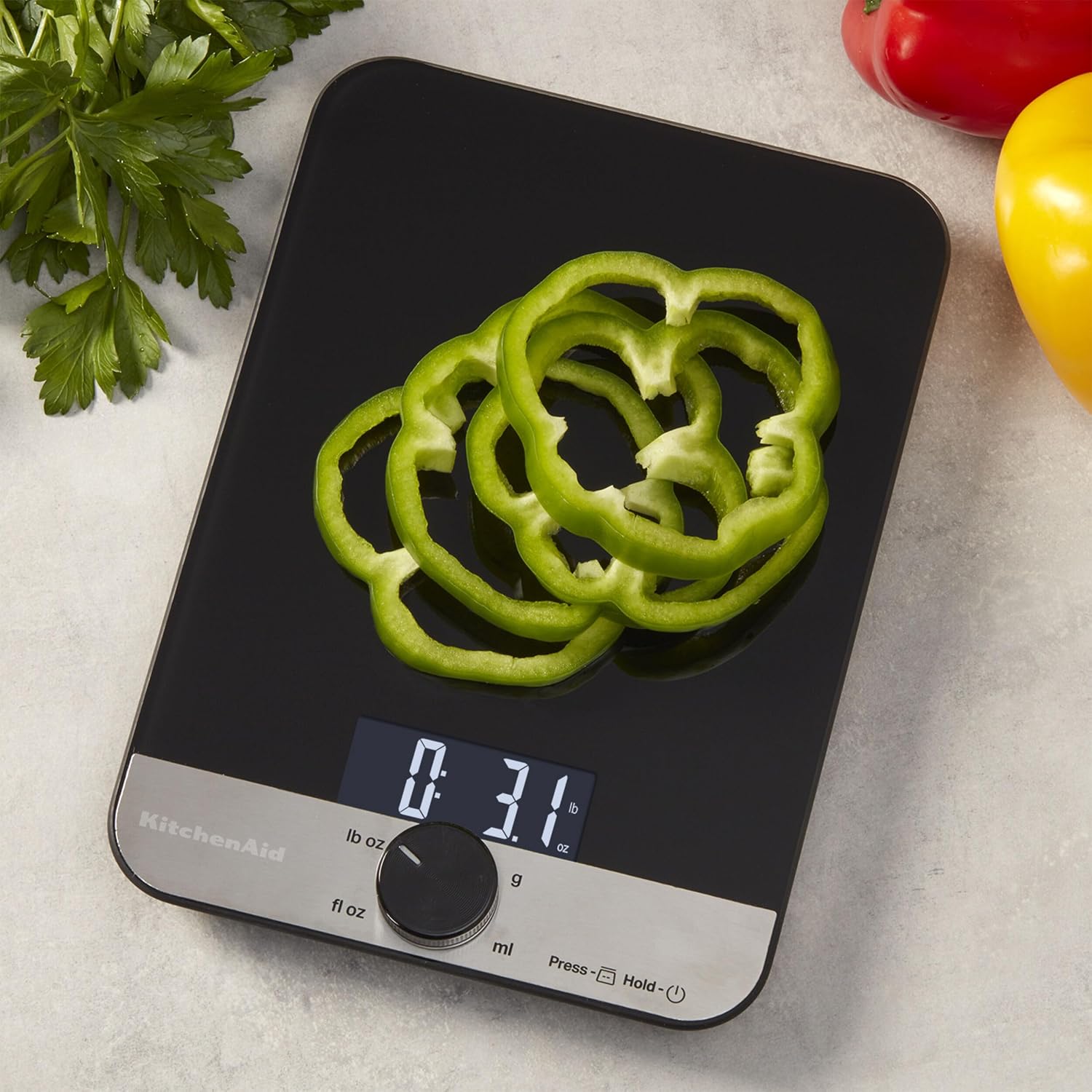 Thumbnail 2 de KitchenAid KQ908 Glass Surface 11 Pound Digital Kitchen Scale