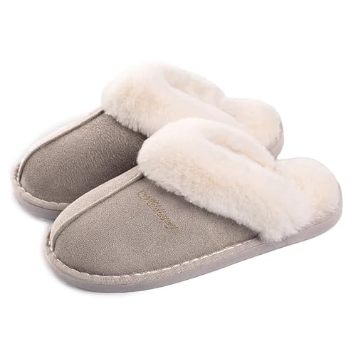 Detalle de Misolin Womens Slippers With Memory Foam Fluffy Slip-on Winter House Shoes