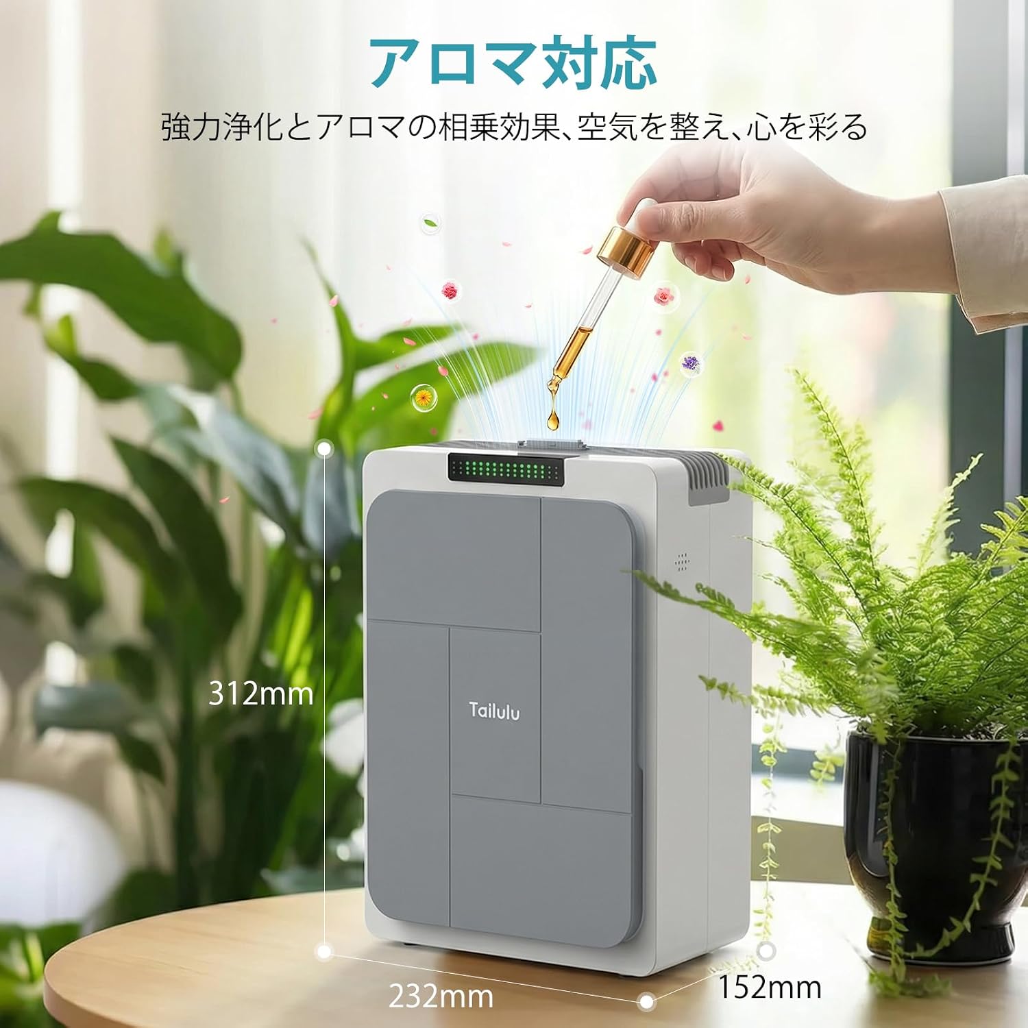Detalle de Tailulu H2082 空気清浄機 38畳対応 前後両面吸気・HEPAと活性炭の3段階ろ過