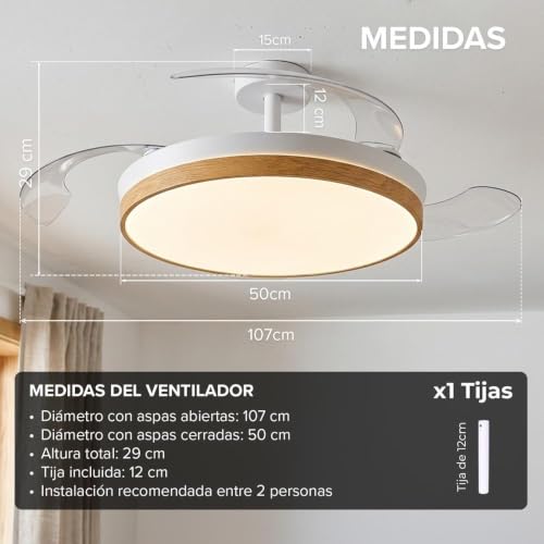 Thumbnail 4 de 3NOD CONCEPT NATURE: Ventilador de Techo con Luz en acabado madera