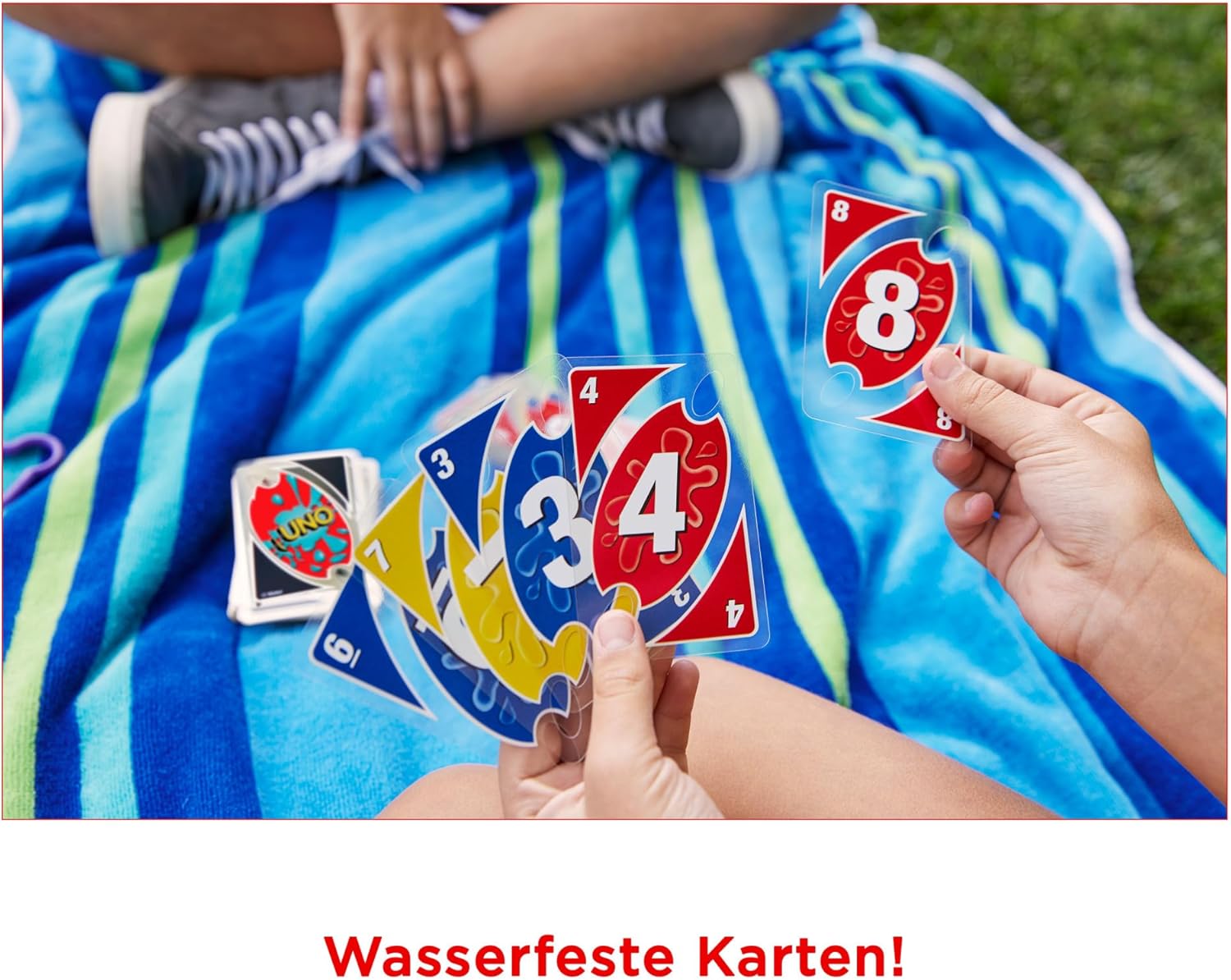 Thumbnail 3 de Mattel Games UNO H2O to Go – wasserfestes UNO Kartenspiel für unterwegs mit Karabinerhaken (für die Familie)