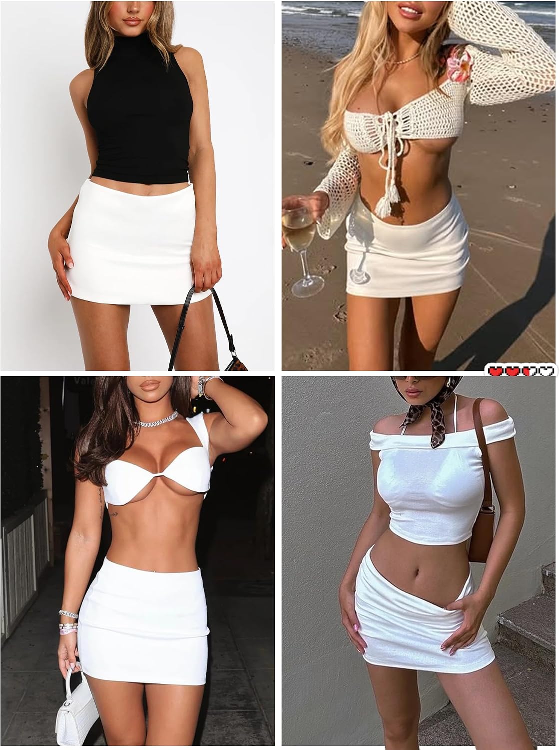 Thumbnail 5 de Danysu Stretchy Mini Skorts Low Waist Skirt with Shorts and Side Slit