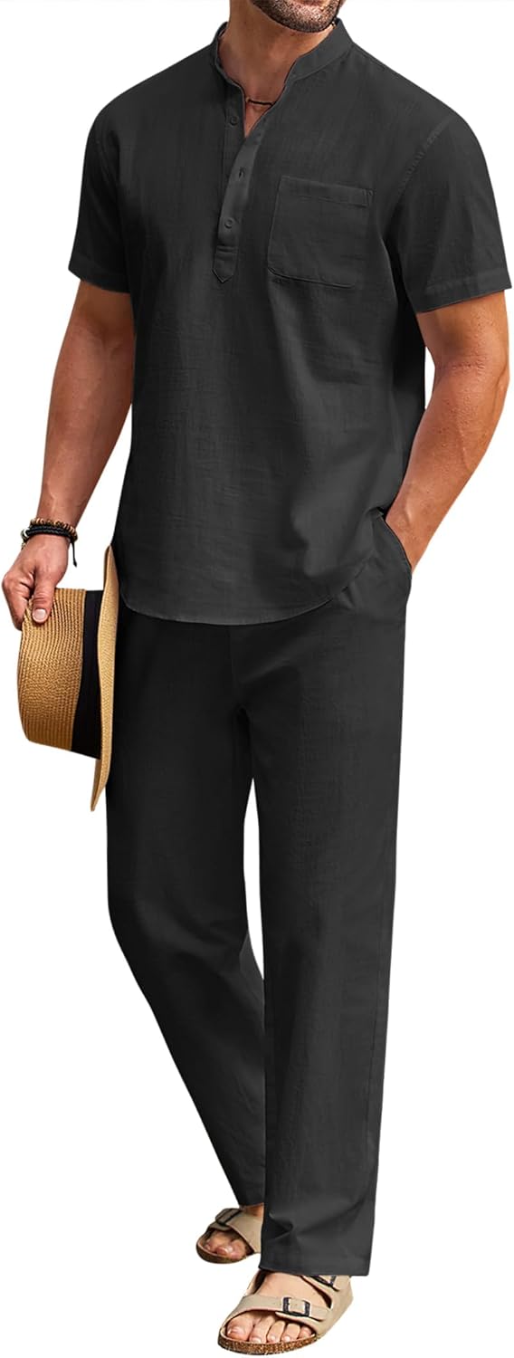 Thumbnail 6 de COOFANDY 2-Piece Cotton Linen Henley Set