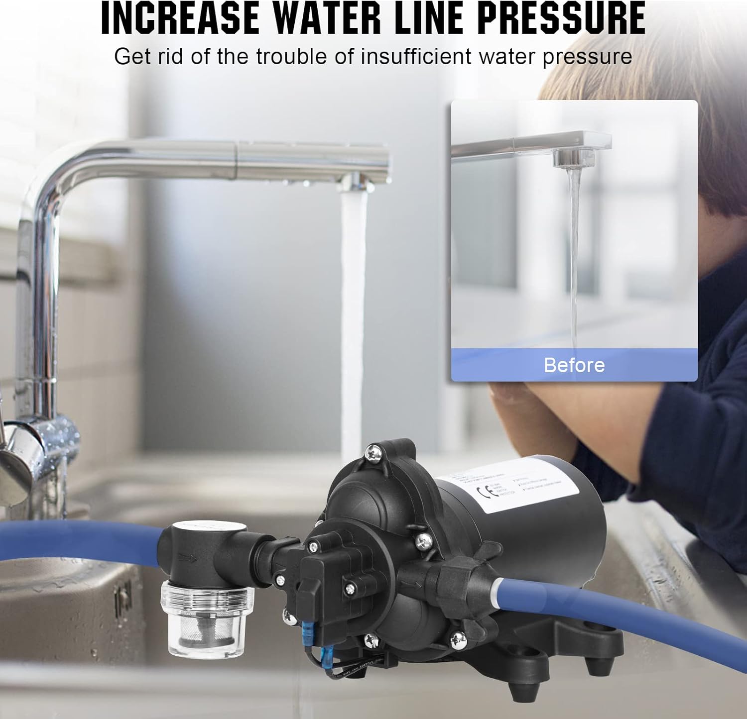 Thumbnail 4 de ECO-WORTHY 33-Series Industrial Diaphragm Water Pressure Pump (110V AC, 4.0GPM, 50PSI) for RV, Marine & Irrigation