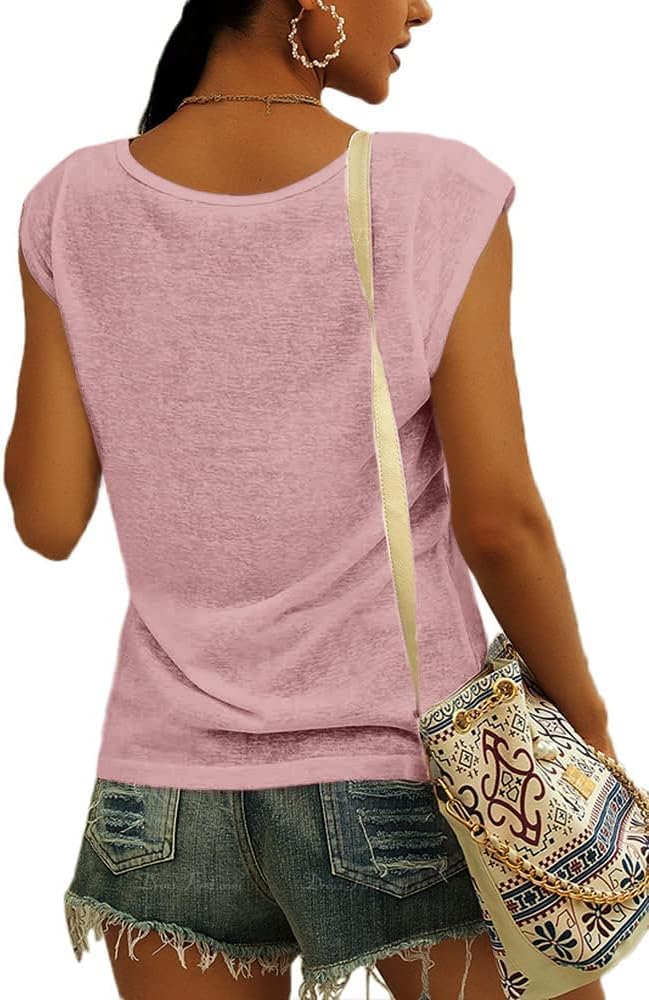 Detalle de Cicy Bell Damen Elegante Ärmellose V-Ausschnitt Bluse – Sommer Tops