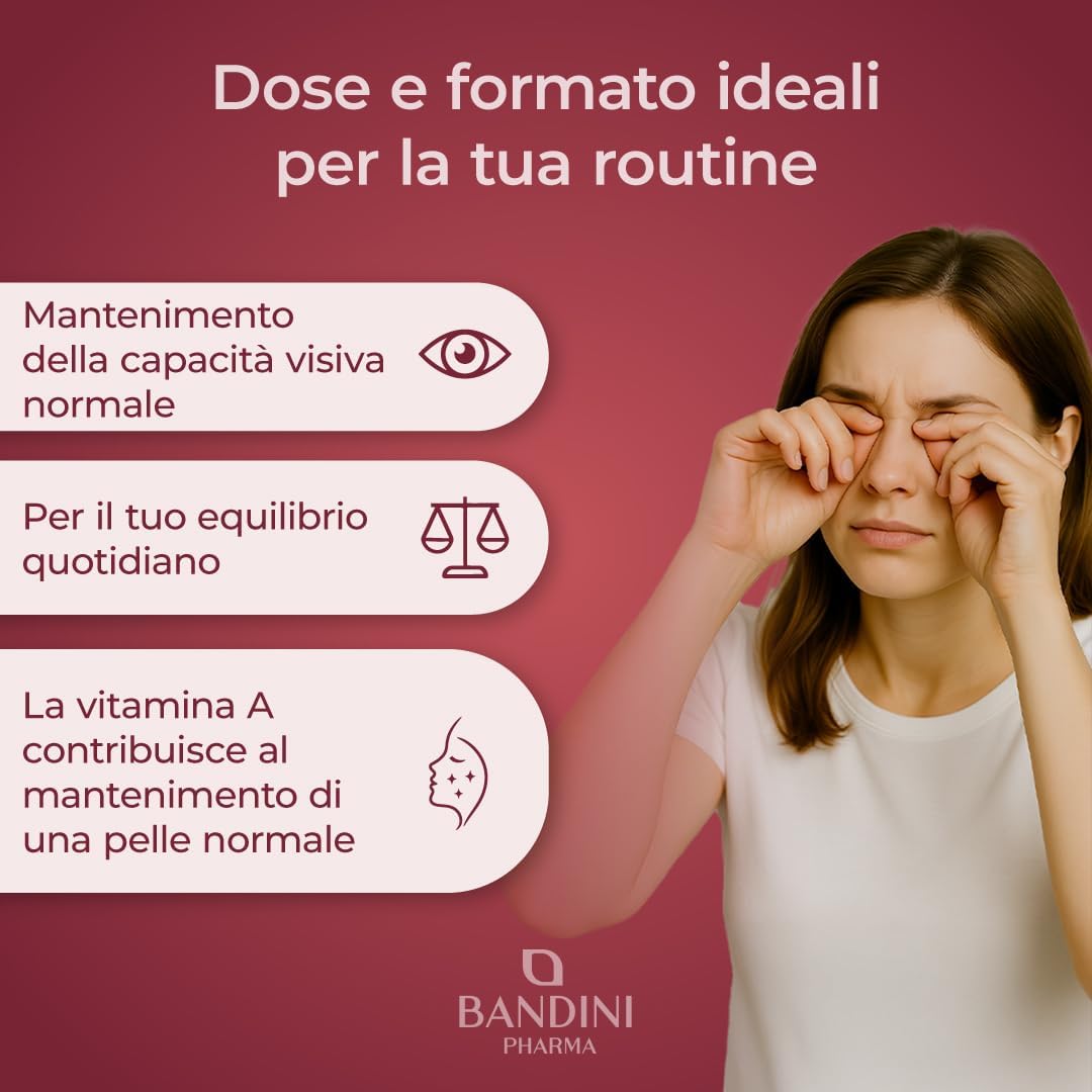 Detalle de Bandini Vitamina A Pura 365 microcompresse vegane (1+ anno) – acetato di retinile, alternativa alle gocce