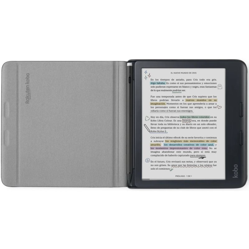 Detalle 2 de Kobo Notebook SleepCover funda tipo libro negra para Kobo Libra Colour (7")