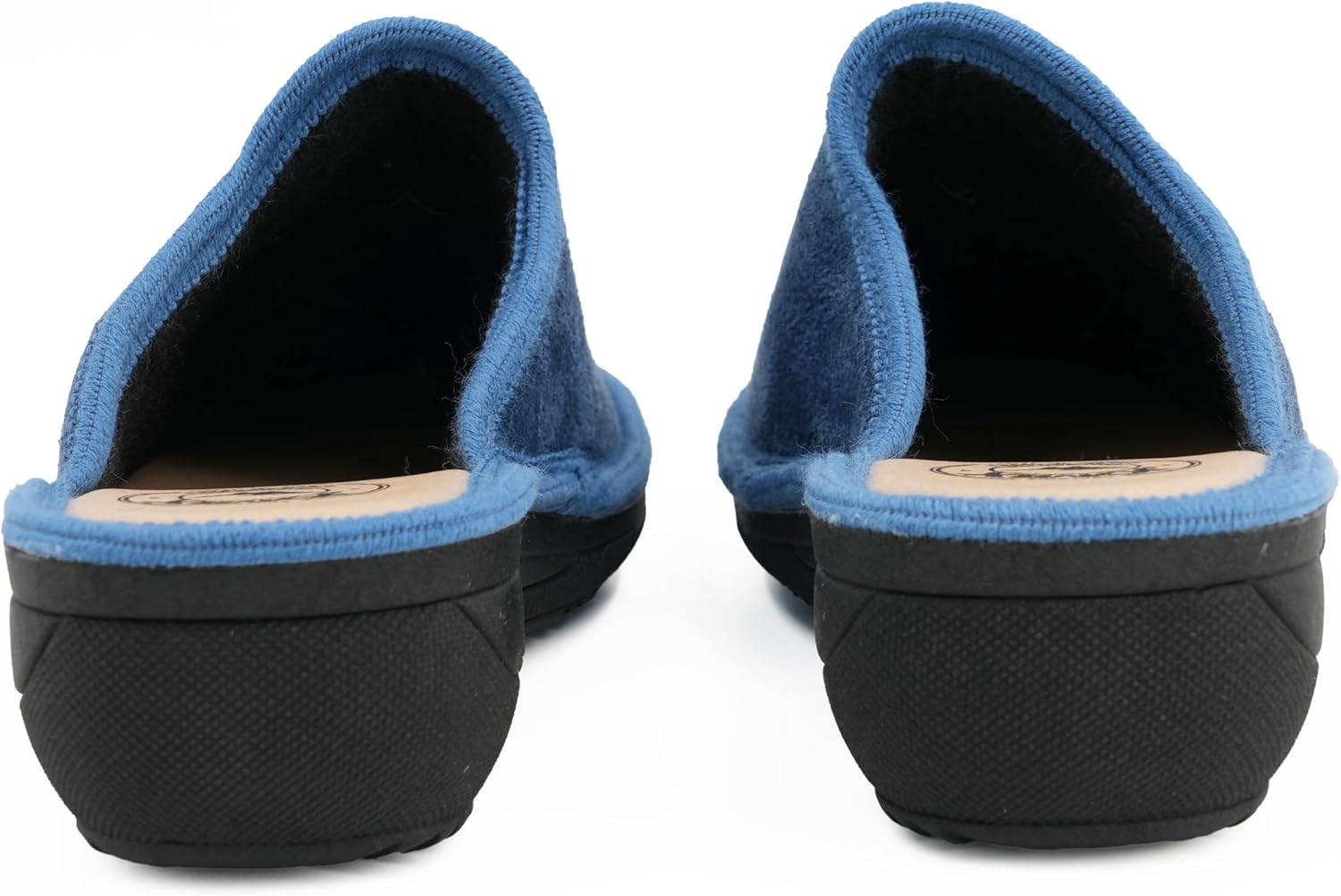 Detalle 1 de JOMIX damespantoffels met sleehak en hartpailletten, orthopedisch