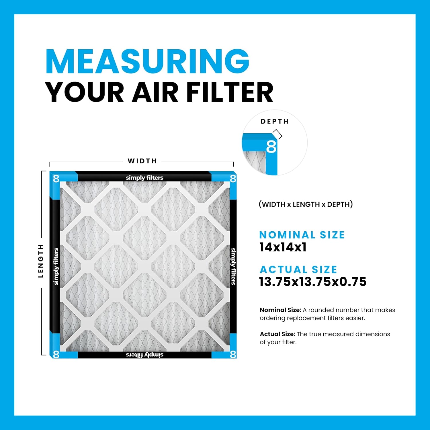 Thumbnail 1 de Simply Filters 14x14x1 Air Filter, MERV 8 — 6 Pack (Actual 13.75" x 13.75" x 0.75")