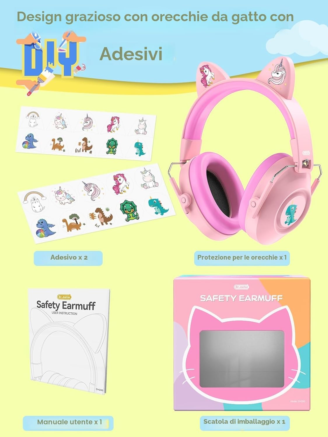 Thumbnail 5 de Dr.meter Cuffie antirumore bambini rosa, SNR 32 dB – protezione uditiva per concerti e fuochi d’artificio