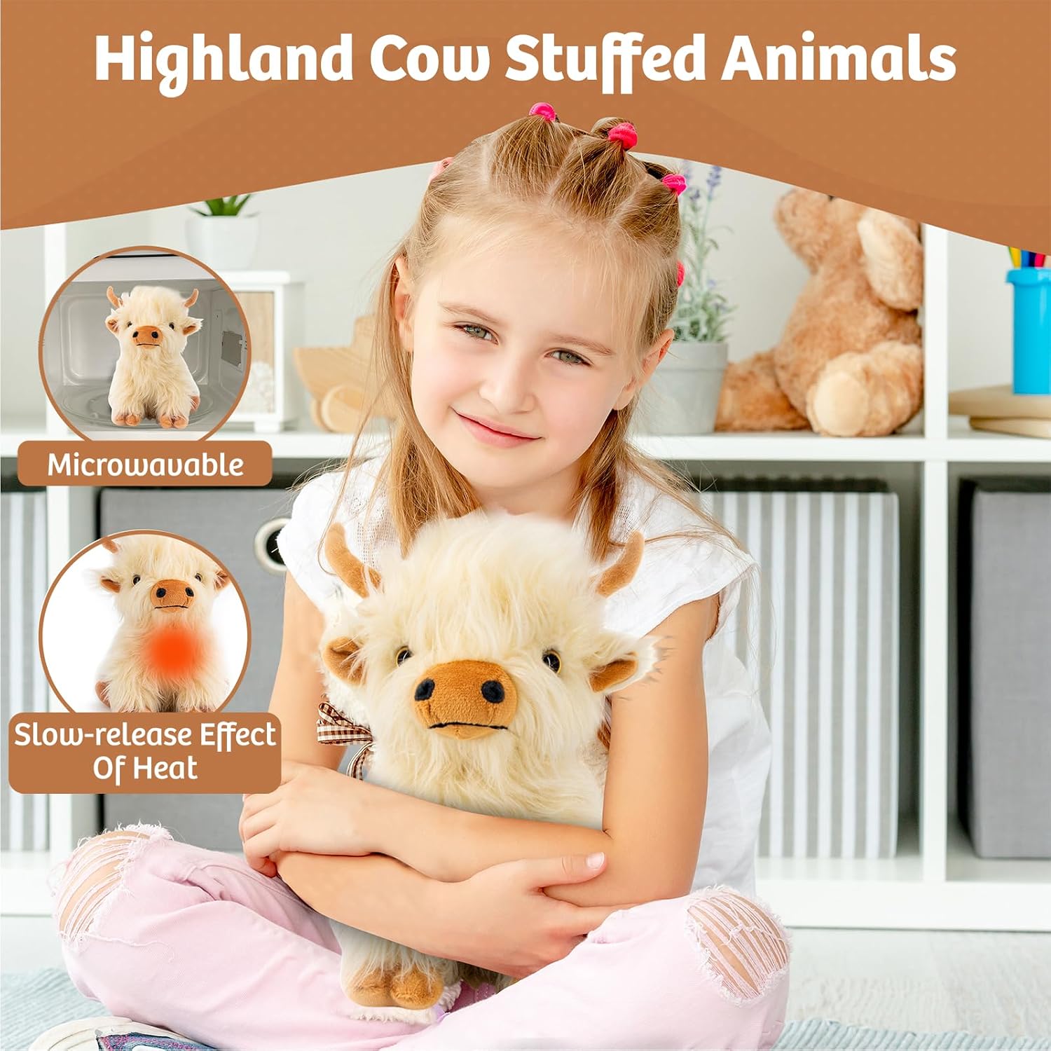 Detalle 2 de Marysun Microwavable Highland Cow Plush