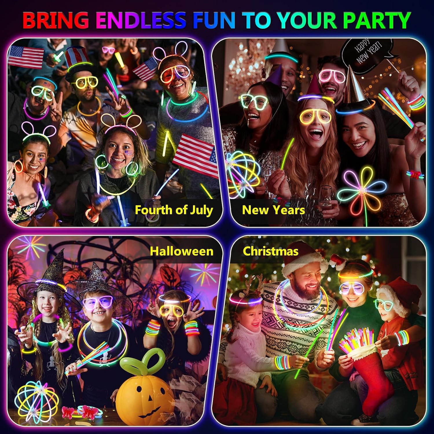 Thumbnail 6 de BUDI 467Pcs Glow Sticks Party Kit: 200 Glow Sticks (8 colors, 8 inch) + 267 Connectors for Necklaces, Bracelets, Glasses