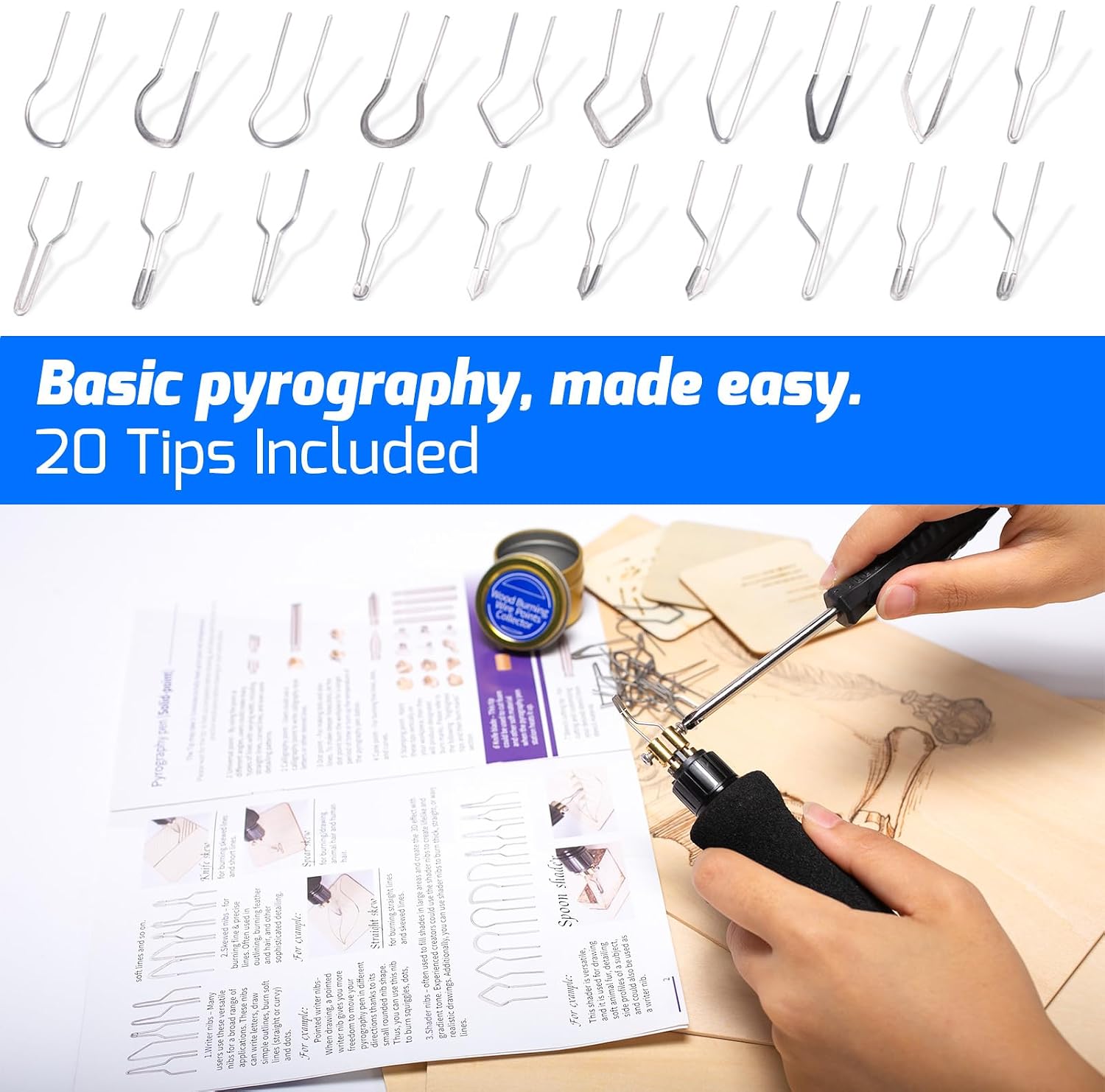 Thumbnail 6 de WEP 939D-VI Dual-Pen Wood Burning Kit with 20 Tips and A/B Toggle