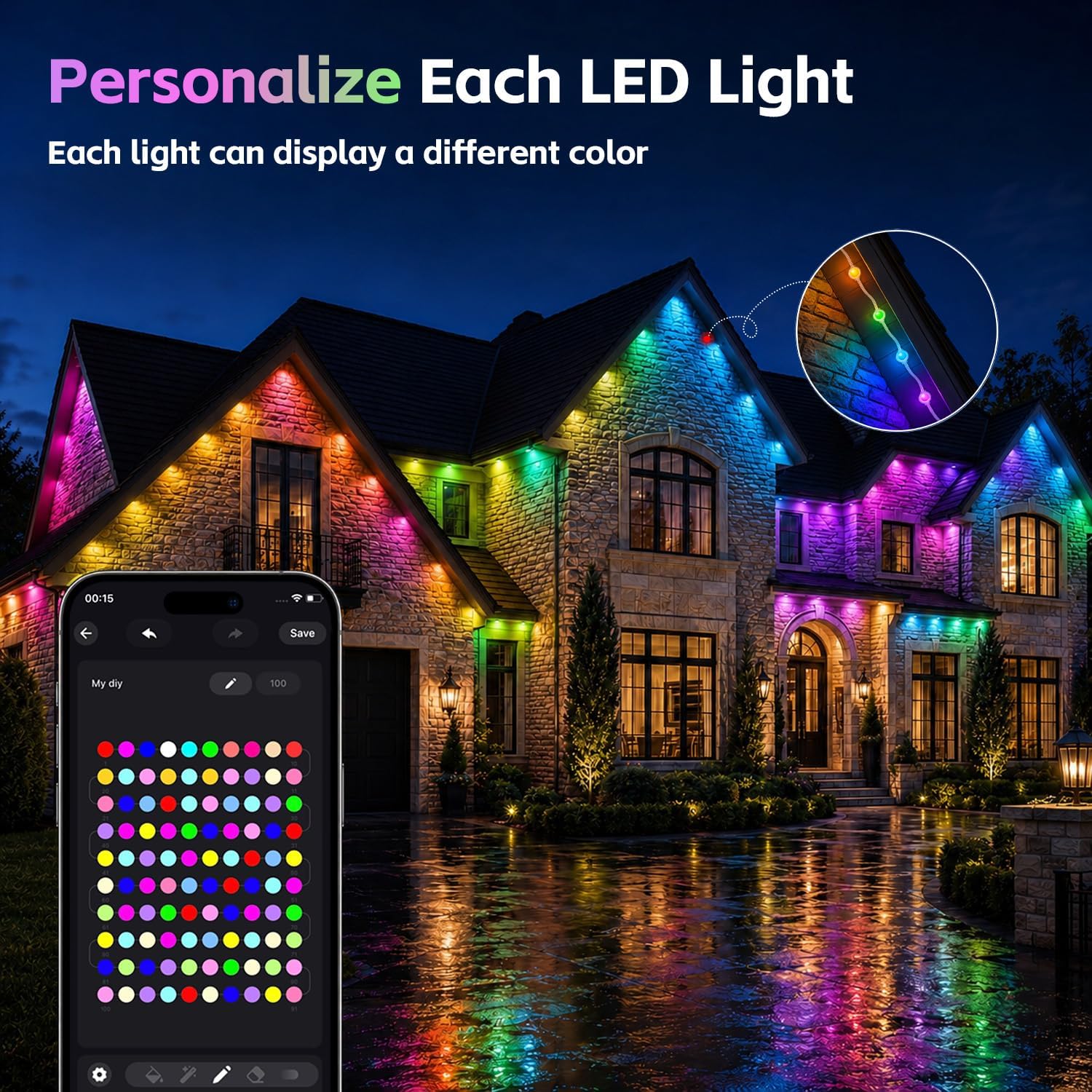 Detalle de Permanent Outdoor Lights 500FT