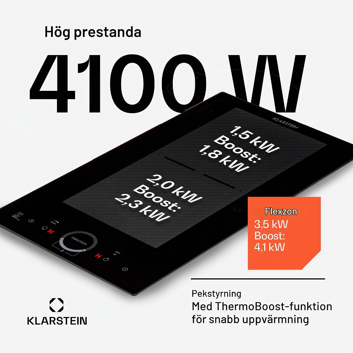 Detalle de Klarstein Delicatessa Slim Domino induktionshäll med flexzon och timer