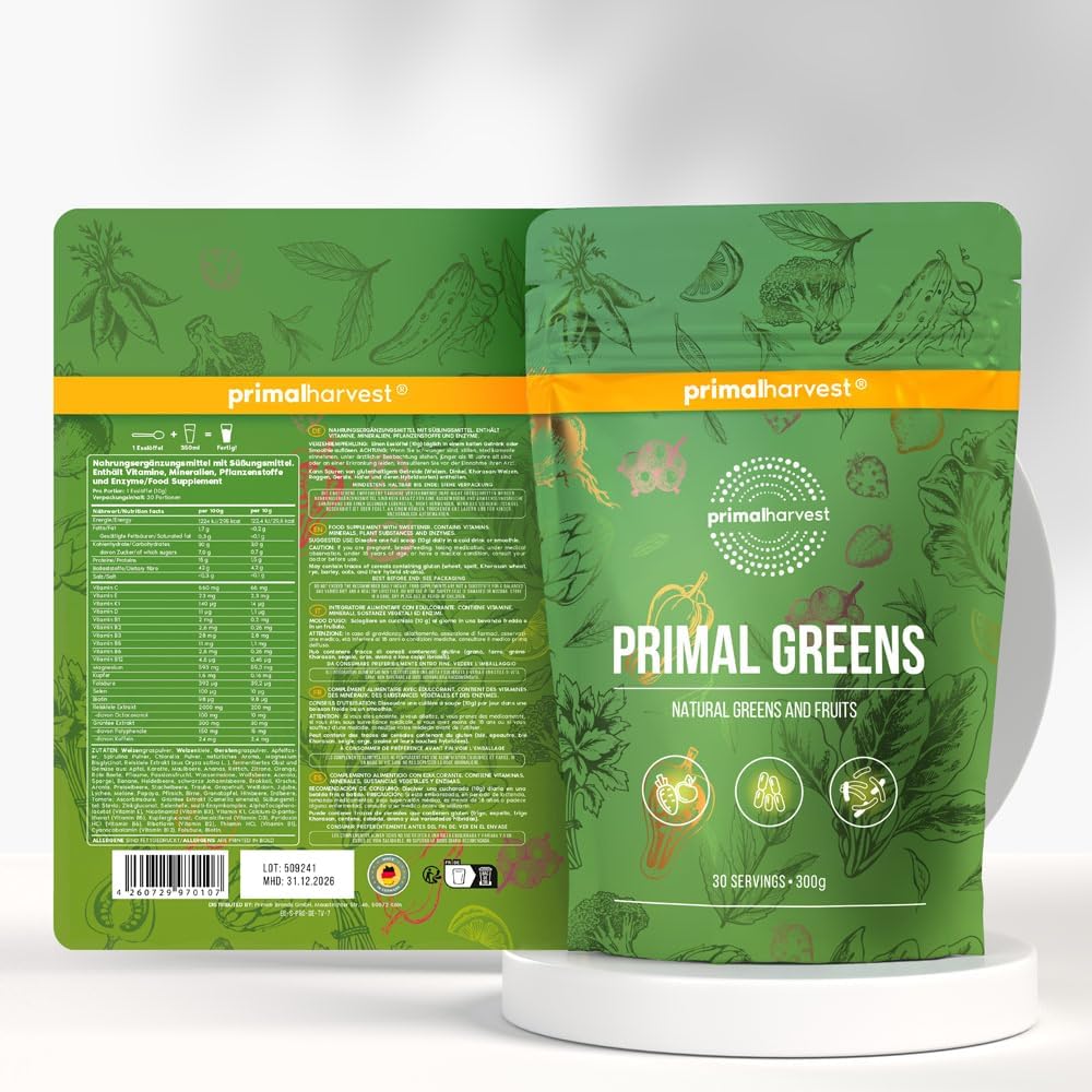 Detalle de Primal Harvest Super Greens Pulver 30 Portionen 🥤