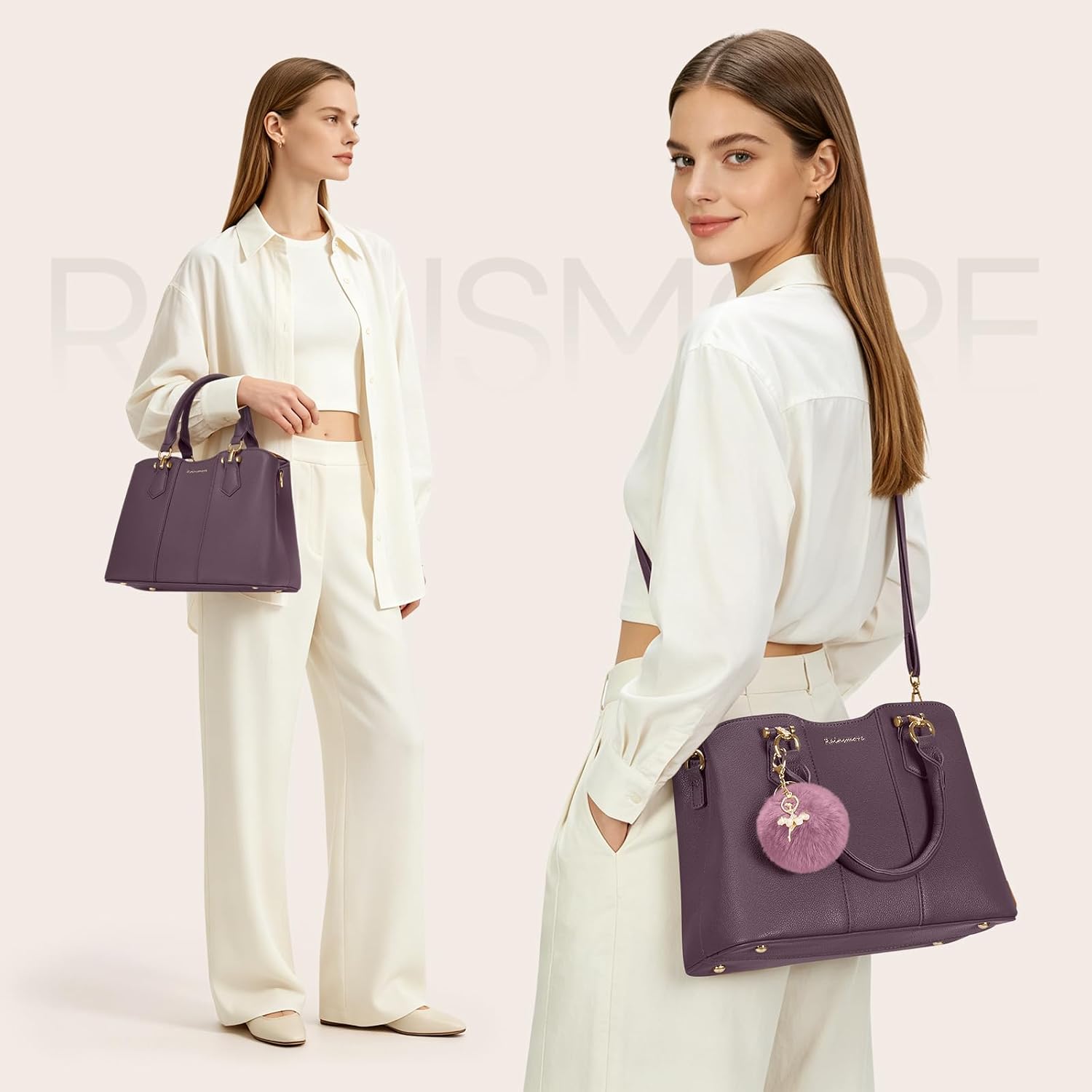 Thumbnail 1 de RAINSMORE Handbags for Women: PU Leather with Detachable Charm, Crossbody & Shoulder Bag