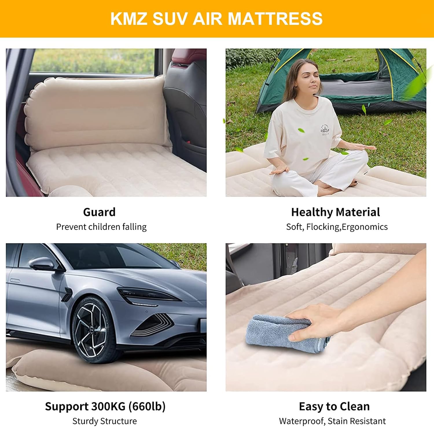 Detalle 2 de KMZ KMZL001 SUV Air Mattress, Double-Sided Flocking, Pump and 2 Pillows