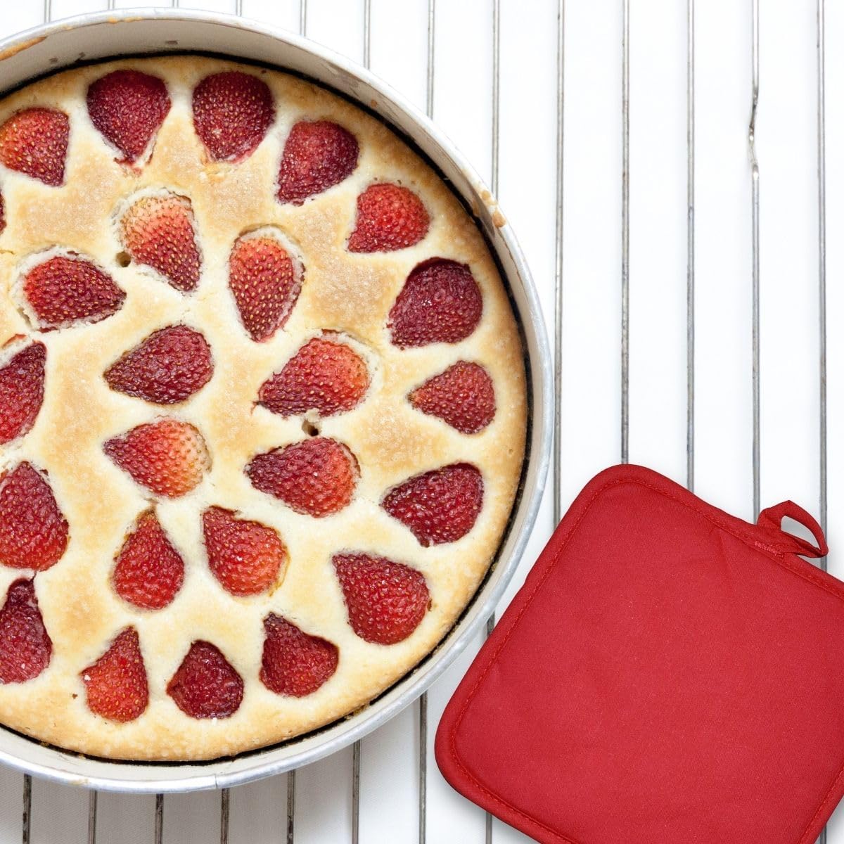 Thumbnail 1 de Fackelmann manique de cuisine aluminisée gris et rouge 17 x 17 cm