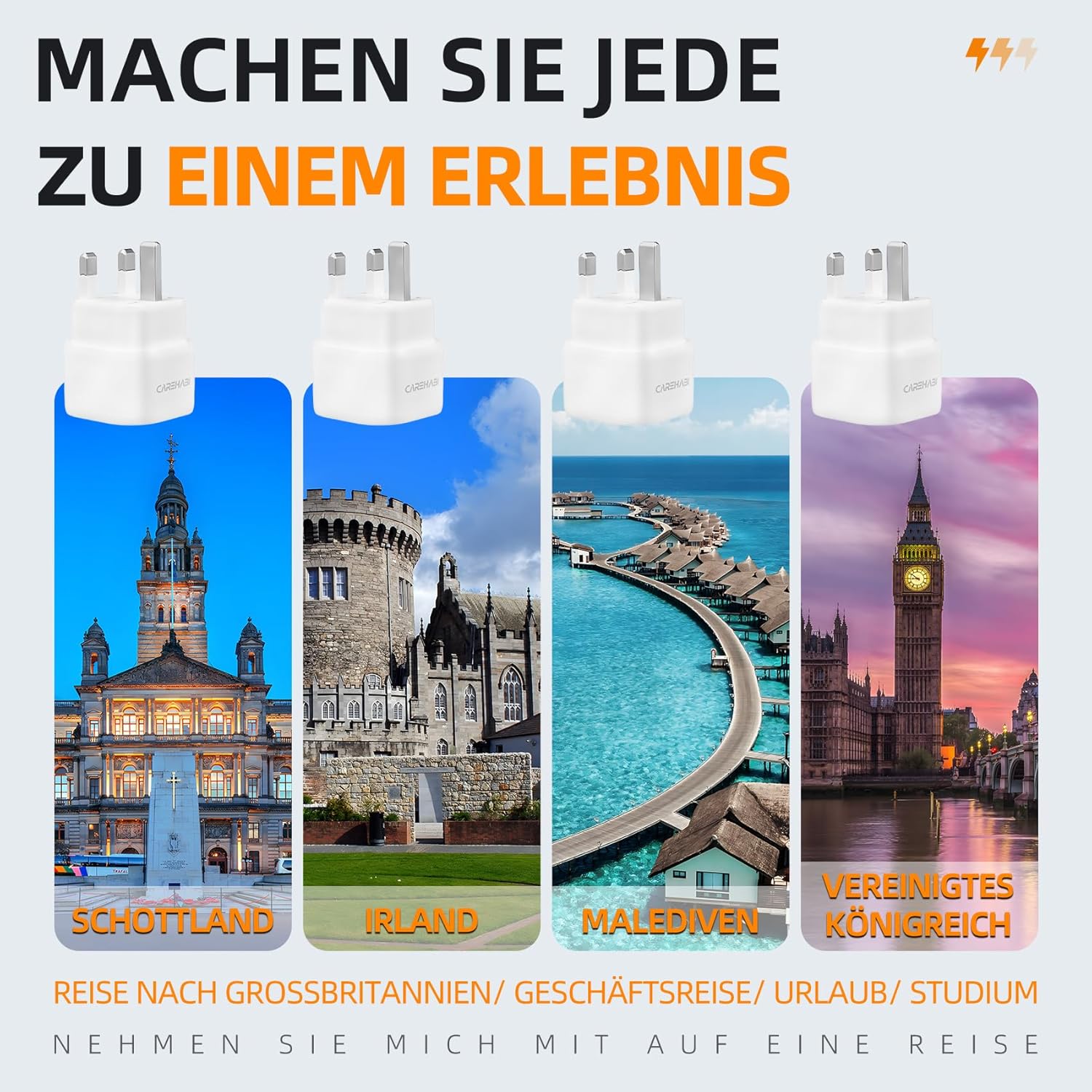 Detalle de Reiseadapter UK Typ G 2 Stück für England
