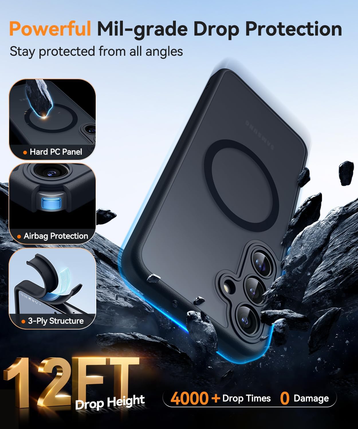 Thumbnail 5 de CANSHN Coque Magnétique pour Samsung Galaxy S24 6,2 pouces - Texture matte translucide et protection caméra renforcée