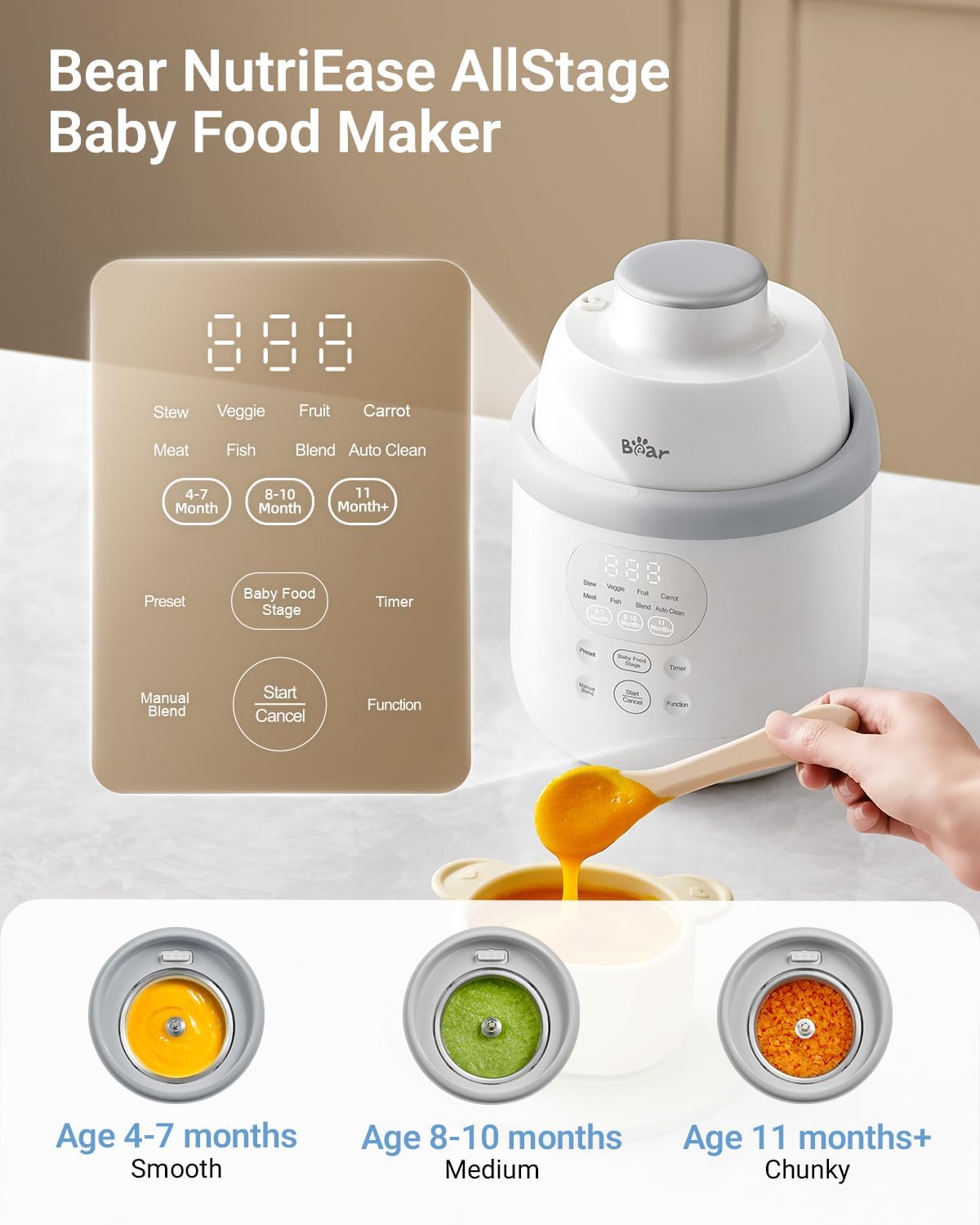 Detalle 2 de Bear NutriEase AllStage baby food blender 🍽
