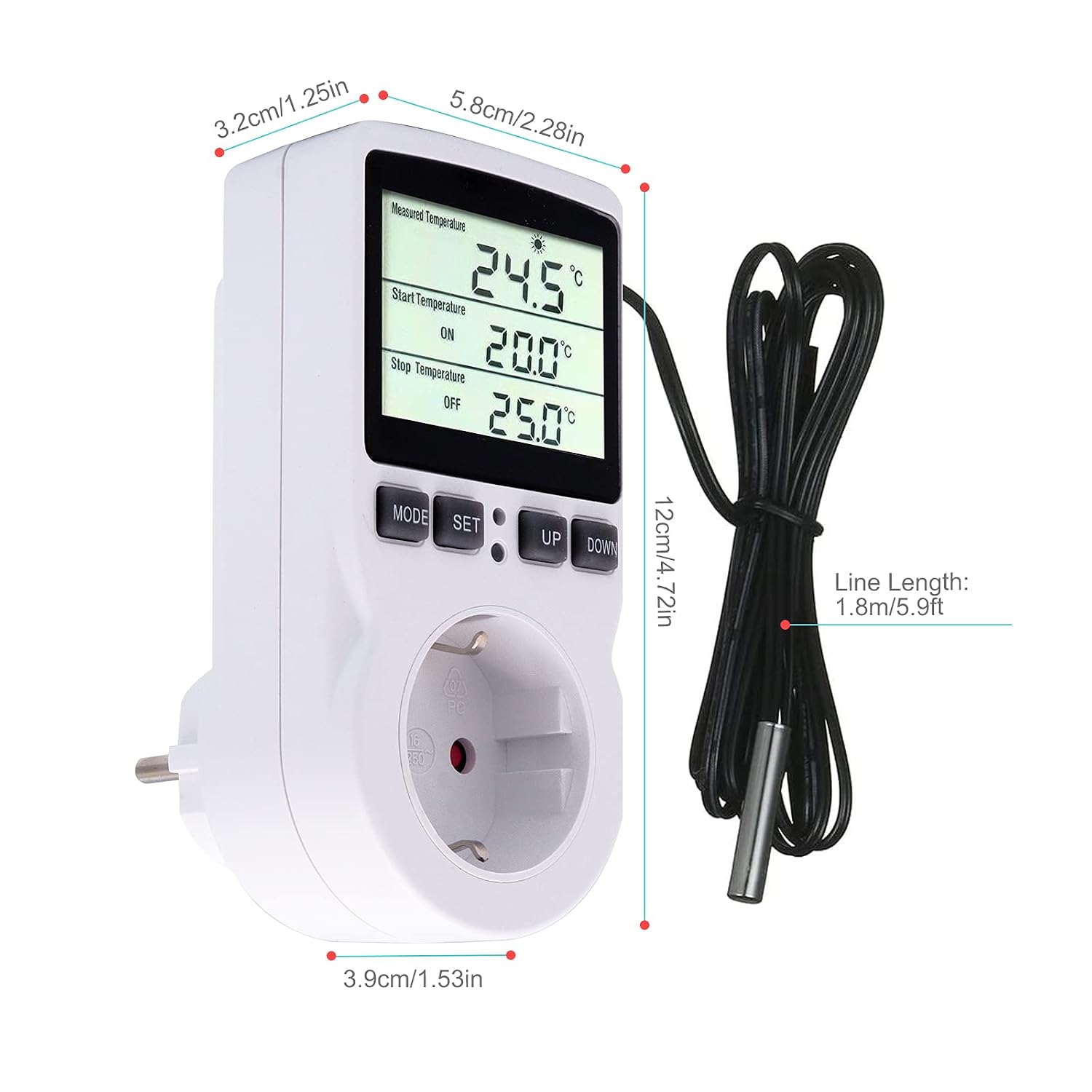 Detalle de RUIZHI Termostato Digitale Regolatore Temperatura con Timer e Sonda – per Serra, Acquario, Terrario e Incubatore