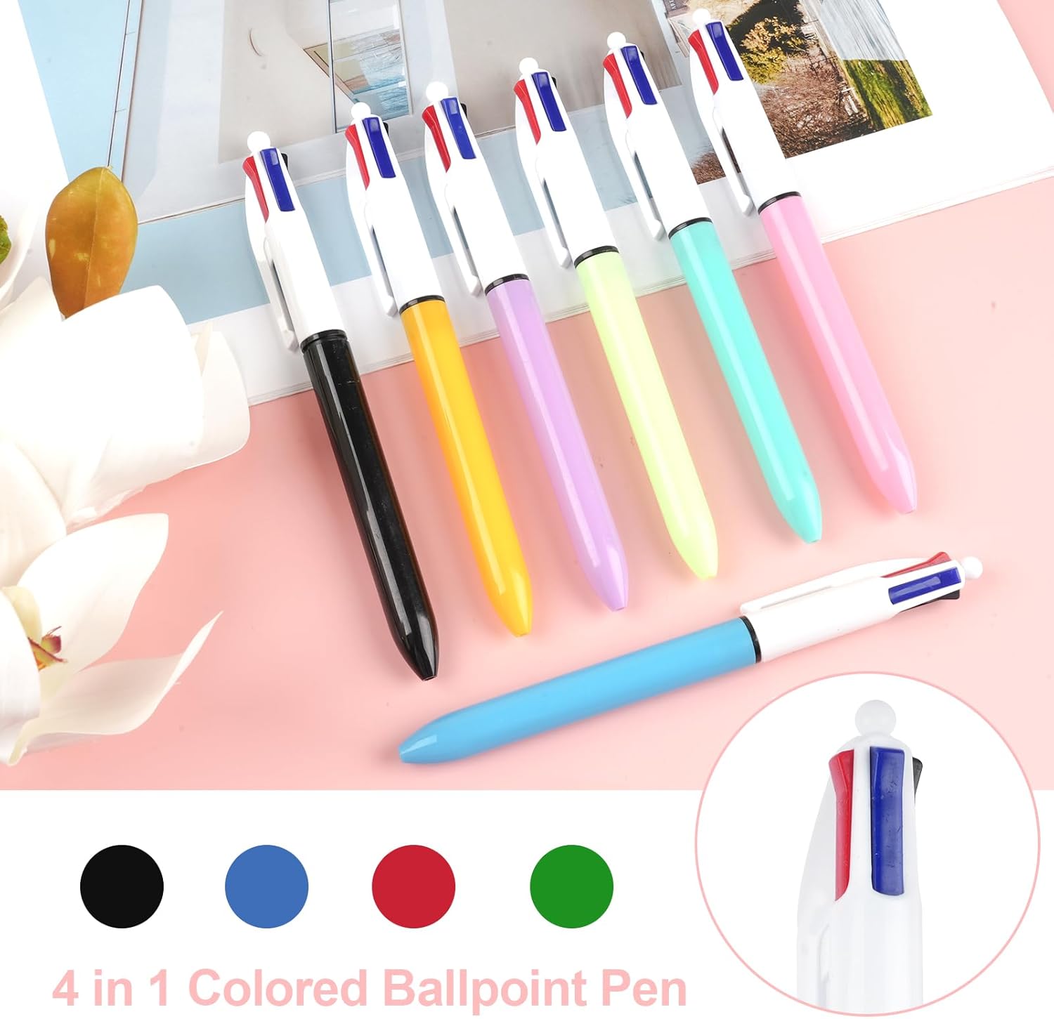 Detalle de Maxmoc 4 Colour Pen: 14‑Pack Multicolour Retractable 4‑in‑1 Ballpoint Set