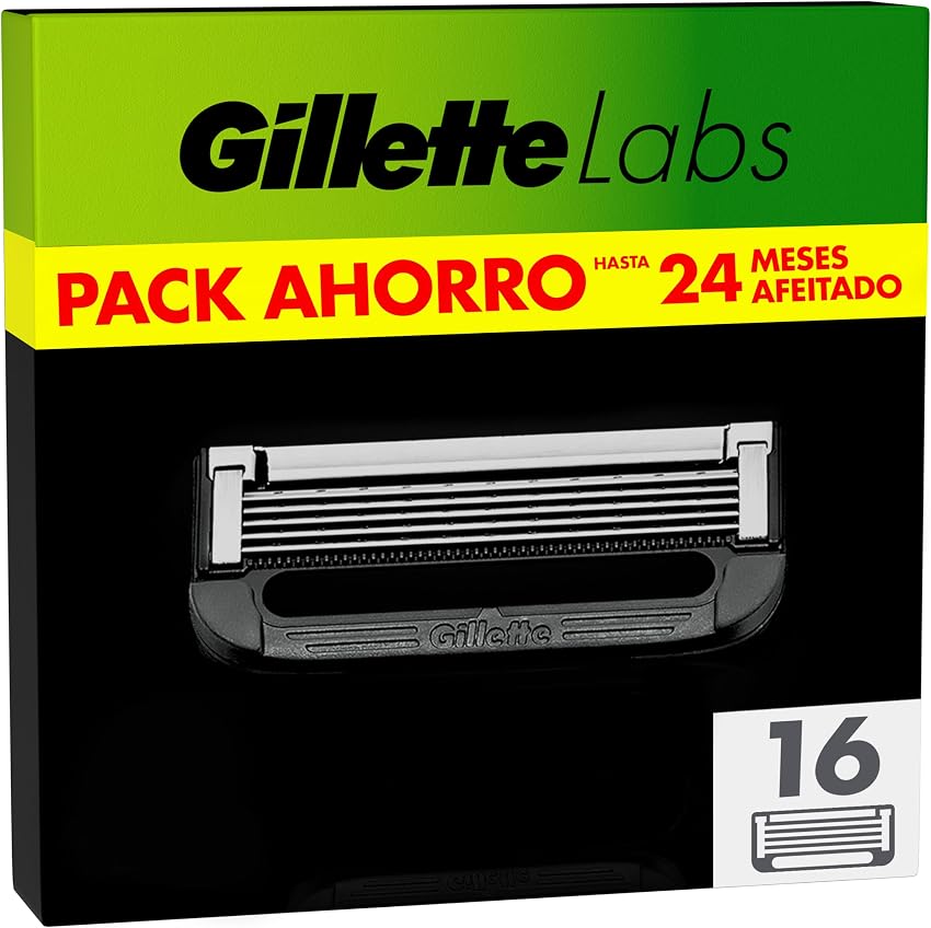 Detalle de Gillette Labs Pack 16 Recambios Con Cuchillas Y Barra Exfoliante 🪒