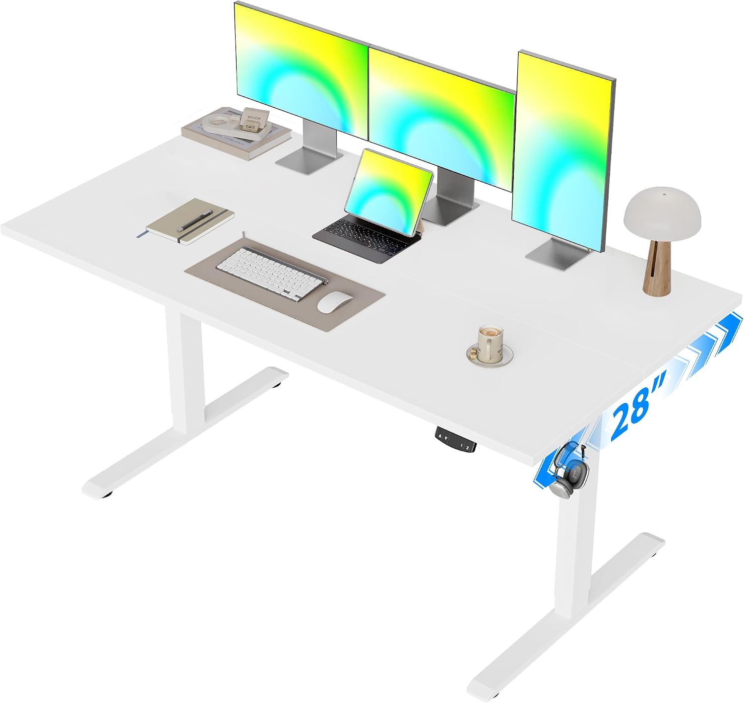 Detalle de Agilestic DJ Electric Standing Desk, 55 x 28-Inch, Super White