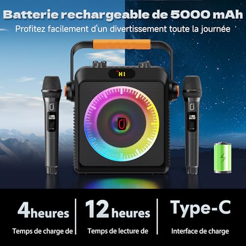 Detalle de JYX T19-T Karaoké sans Fil : 2 micros, 80 W, EQ IA et Bluetooth 5.3