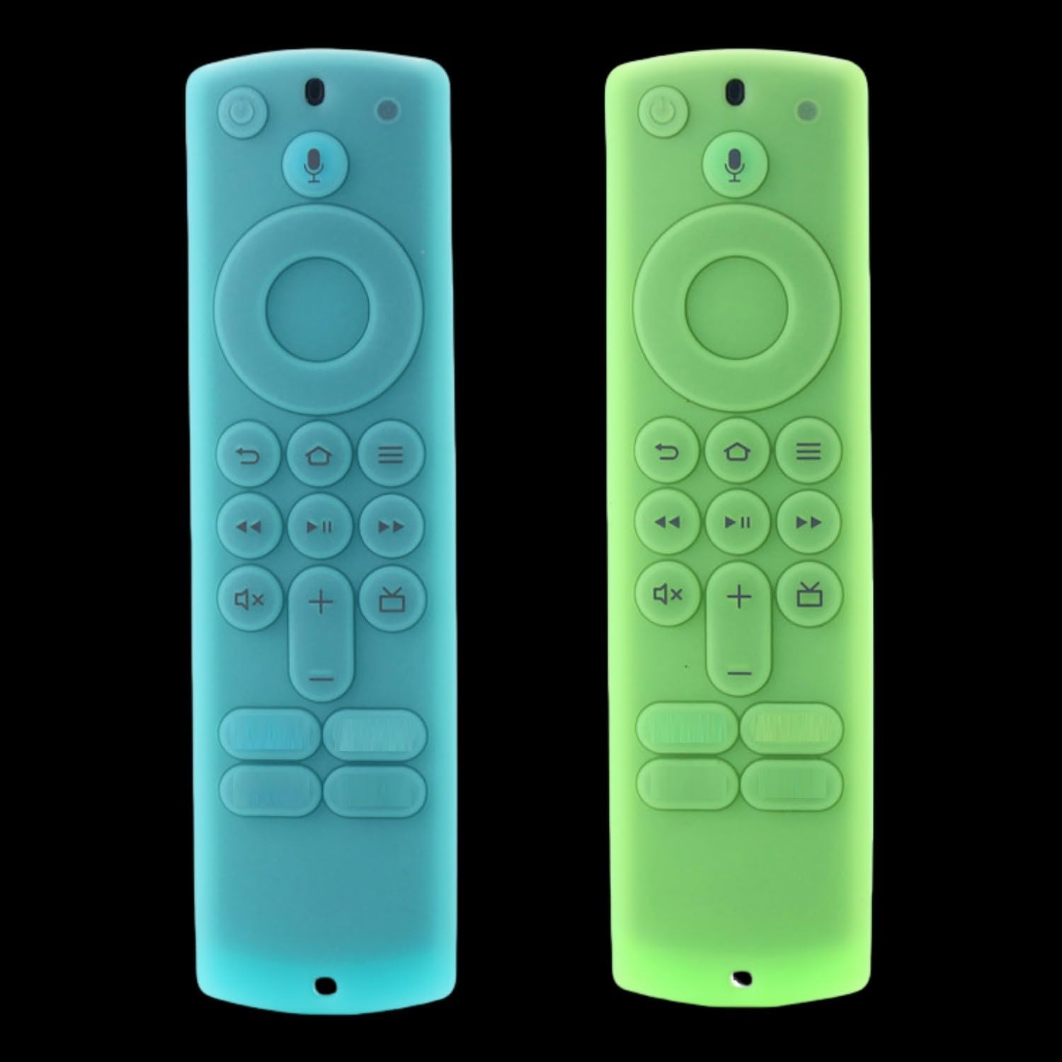 Detalle de Silicone Case for Remote 3rd/4K/HD – Glow-in-the-Dark Anti-Slip Cover with Wrist Strap (Green/Blue)