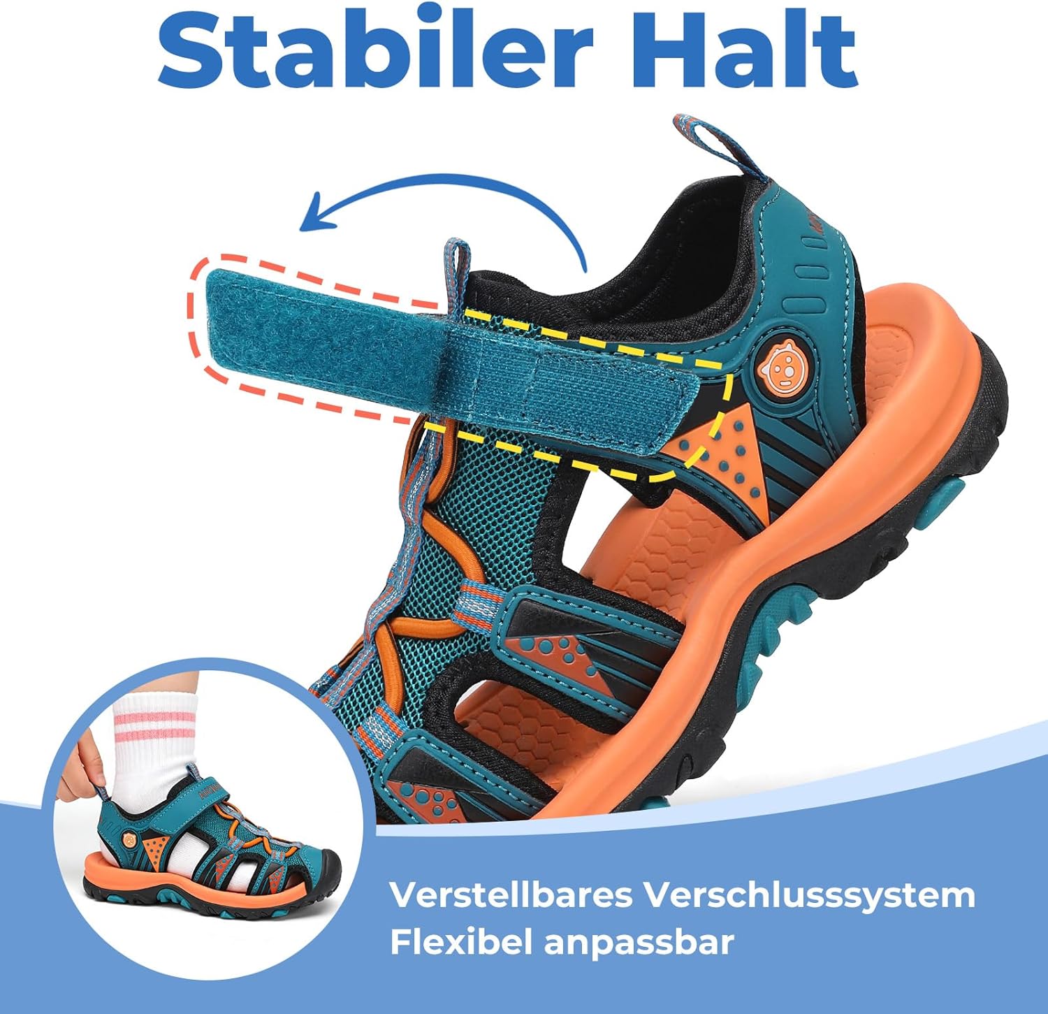 Thumbnail 4 de Mishansha Sandalen für Jungen – Trekkingsandalen mit geschlossener Vorderkappe, Klettverschluss und rutschfester Sohle (EU-Größen 25–38)