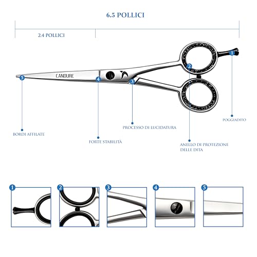 Detalle de Candure Forbici Parrucchiere Professionali 6.5": taglio preciso e versatile, acciaio inossidabile giapponese
