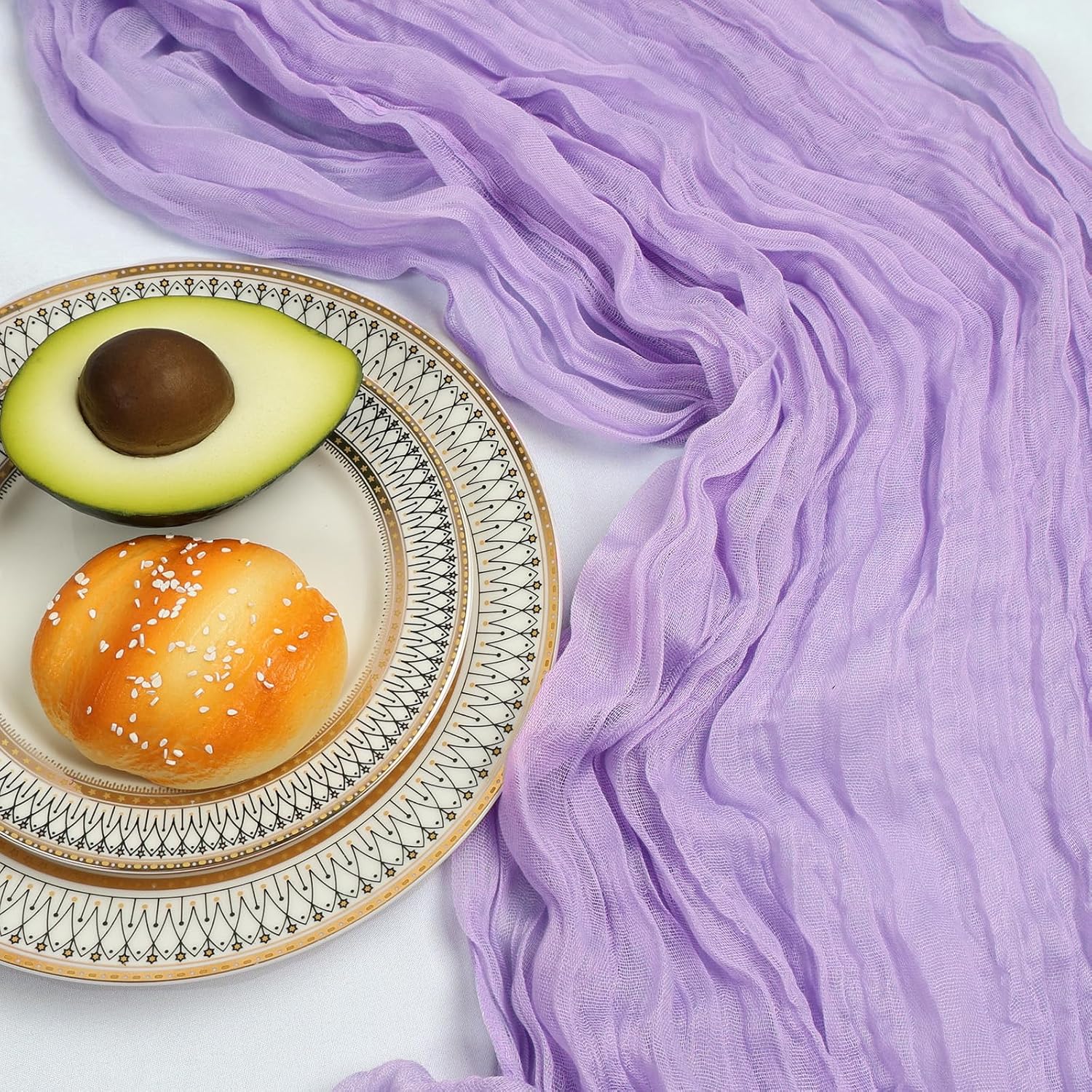 Detalle de 6 Pack Lavender Purple Cheesecloth Table Runner (10FT, 23 x 120 in) for Boho & Spring Events