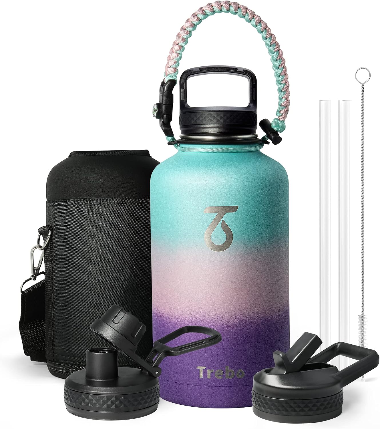 Detalle de Trebo Water Bottle Insulated with Lid and Straw (Hydrangea)