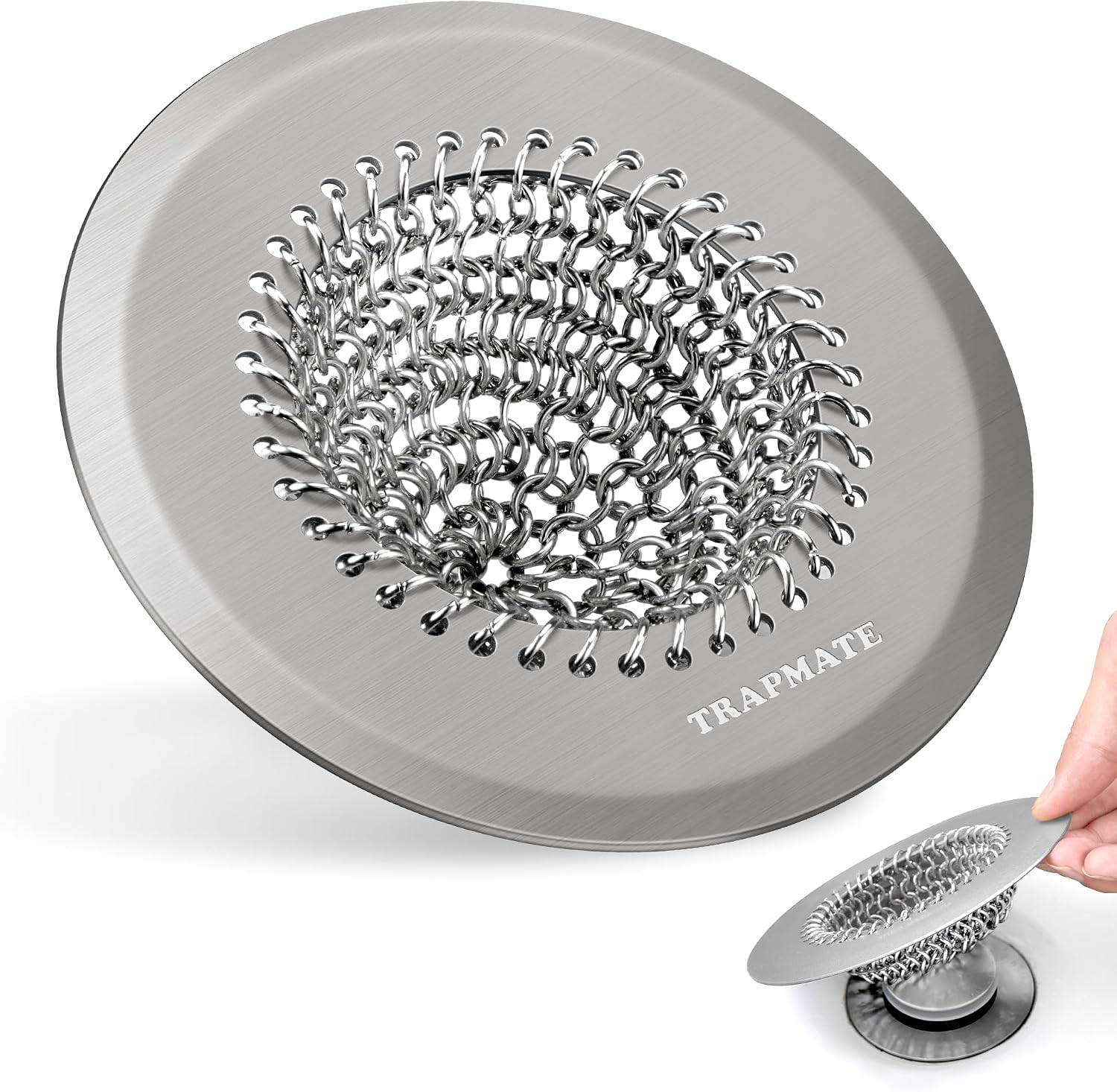 Detalle de TRAPMATE XN-LG Shower Drain Hair Catcher, 4.4-Inch 304 Stainless Steel