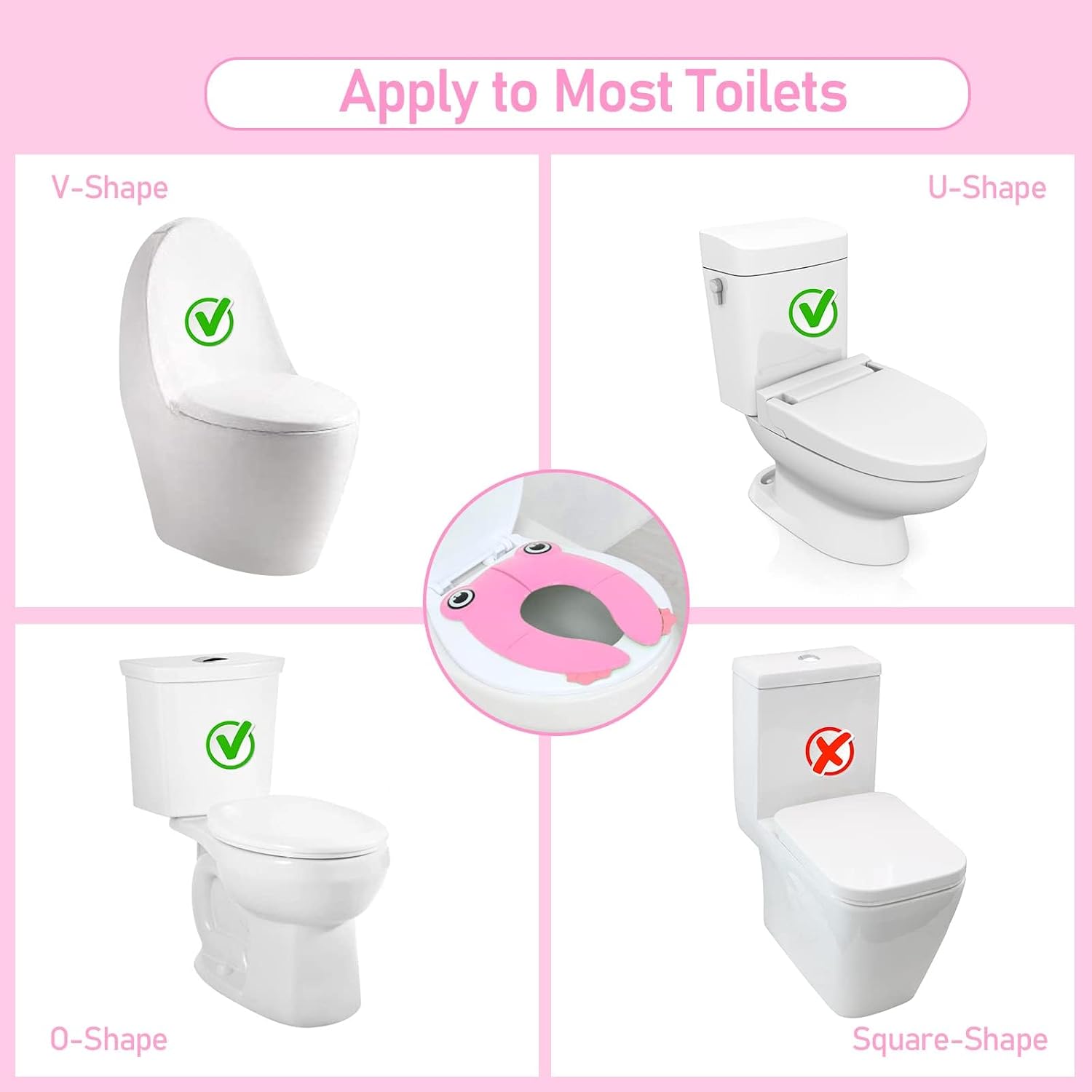 Detalle de Pejoye Portable Travel Toddler Toilet Seat – Foldable Potty for Kids, Pink Frog