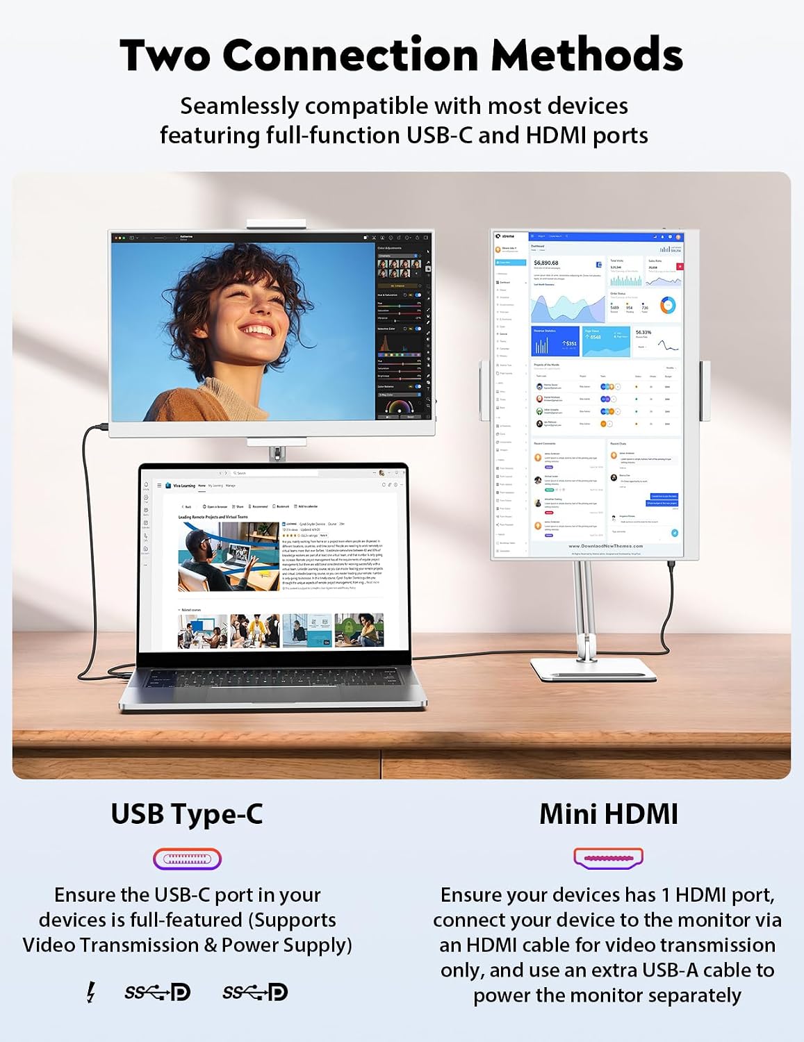 Detalle de MAGICRAVEN 15.6in Portable Monitor – Full HD IPS, Plug & Play Second Screen