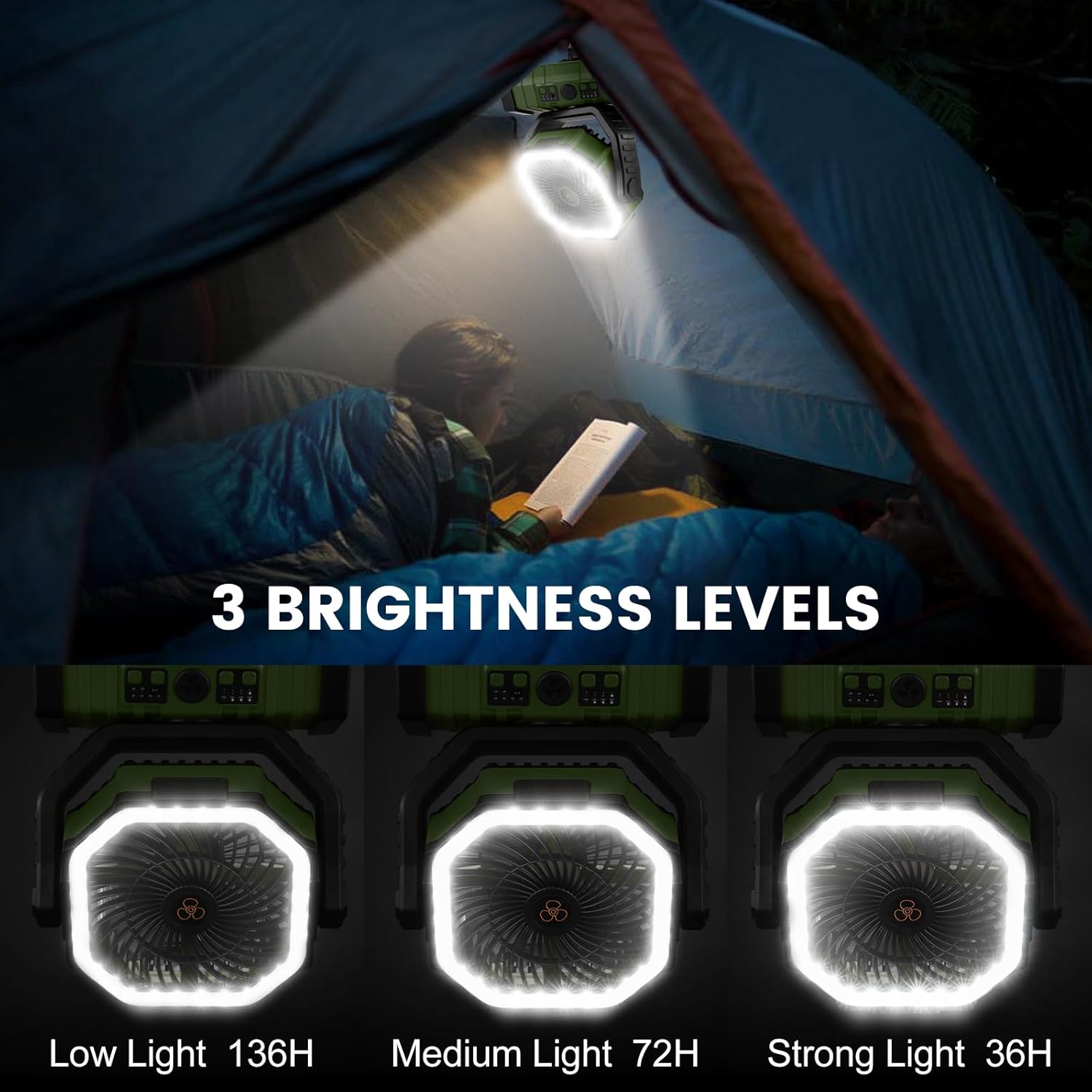 Thumbnail 2 de Odoland 30000mAh Camping Fan with LED Lantern