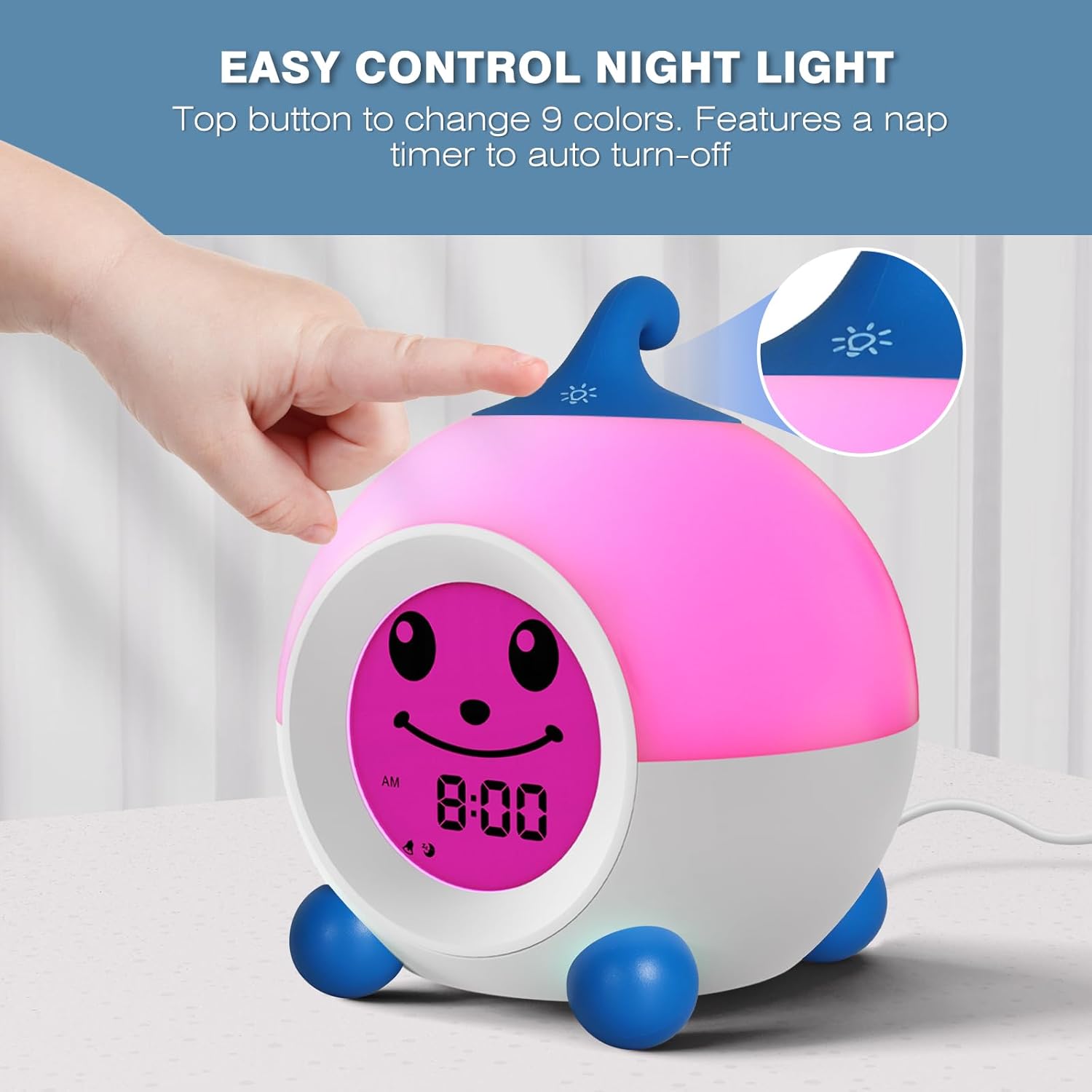 Thumbnail 5 de I·CODE Teach Me Time Kids Alarm Clock – Sleep Trainer for 2–9 Years (Blue)