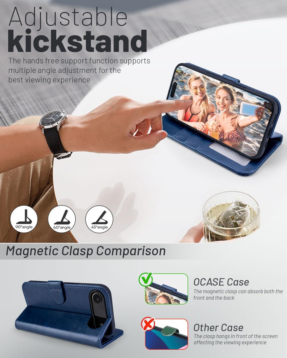 Thumbnail 3 de OCASE Hülle für iPhone Air 5G – Kartenfächer, RFID-Schutz, Standfunktion, Leder