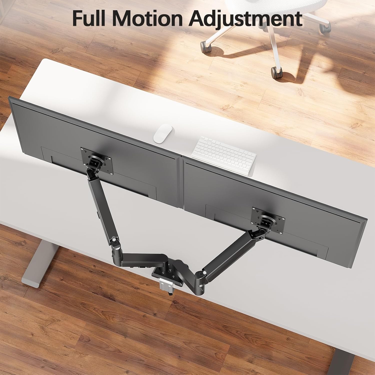 Detalle de MOUNTUP Dual Monitor Halterung für 13–32 Zoll EU8014B – höhenverstellbar, neigbar, schwenkbar (VESA 75/100)